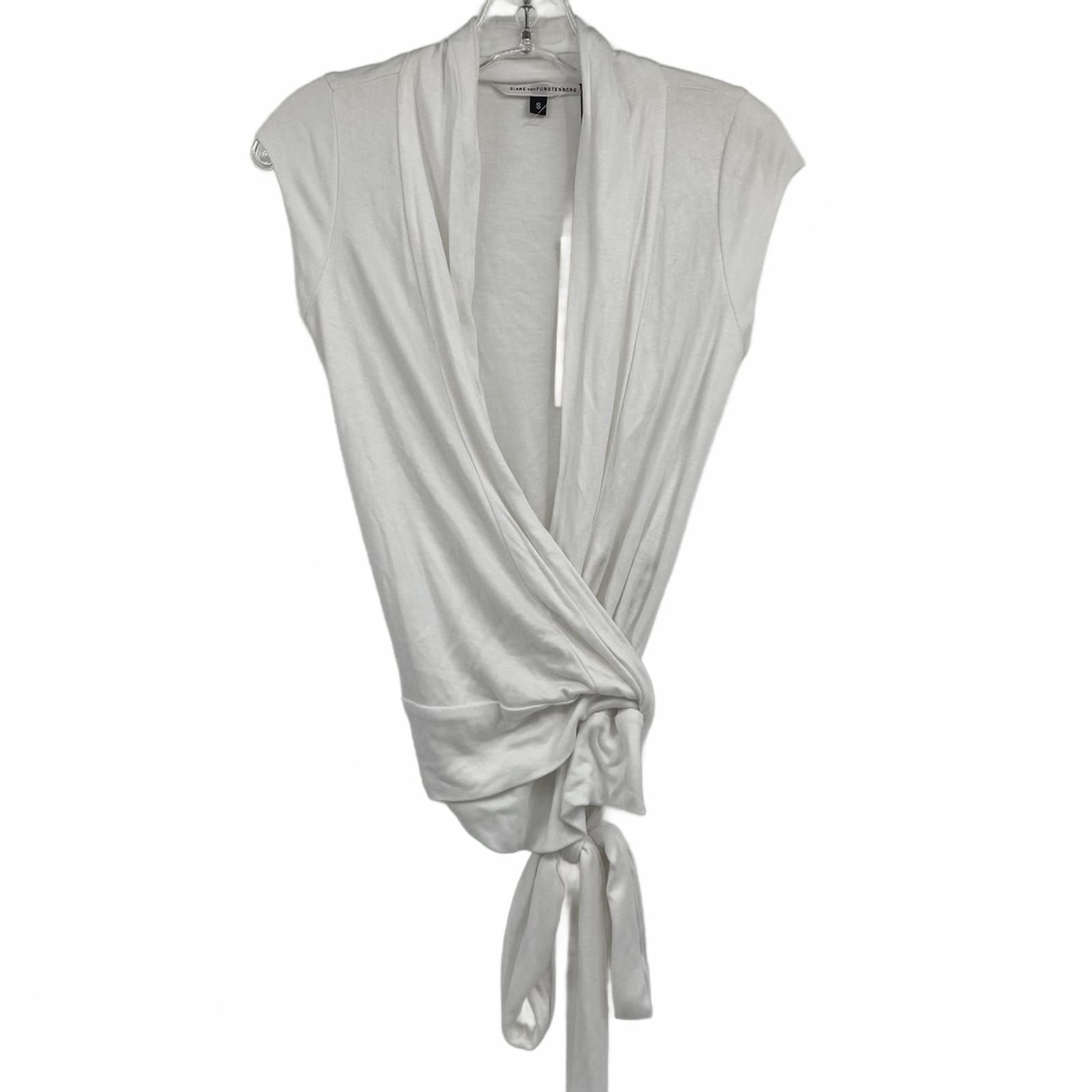 Diane Von Furstenberg White Rayon Wrap Blouse