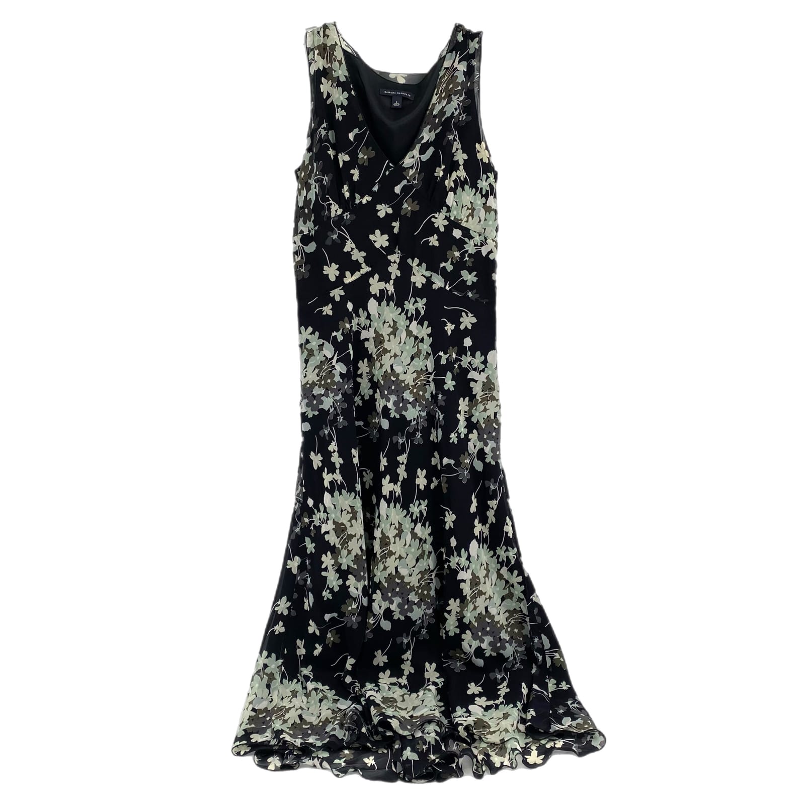 Banana Republic Black Green Floral Maxi Dress