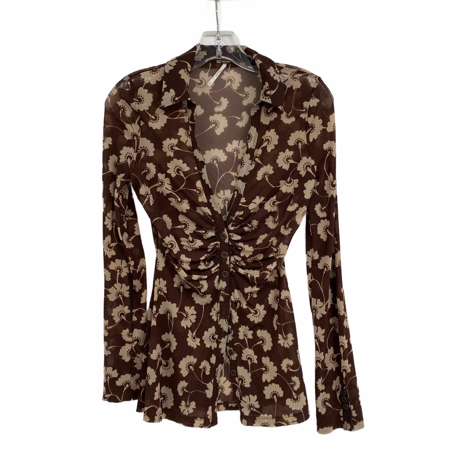Free People Brown Floral Blouse