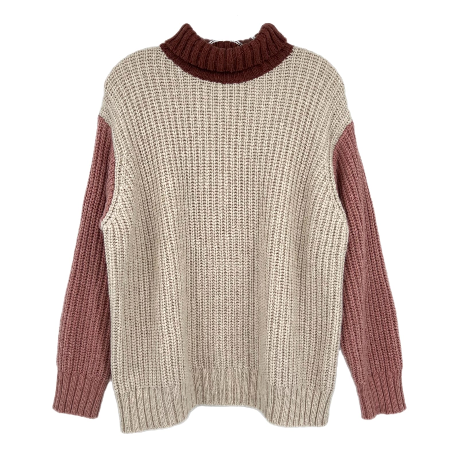Marine Layer Beige Pink Chunky Knit Turtleneck Sweater