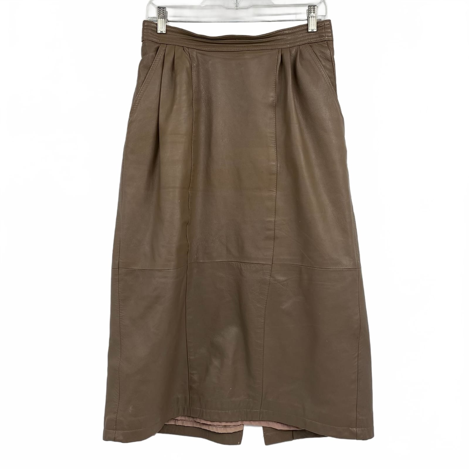 Vintage Brown Leather Midi Skirt