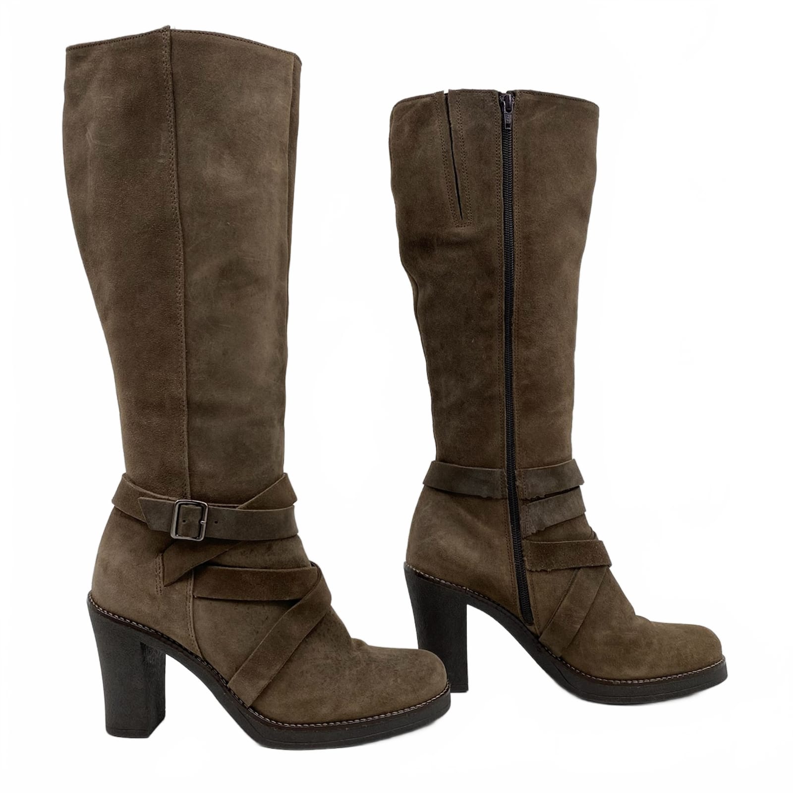 La CANADIENNE Brown Leather Heeled Knee-High Boots
