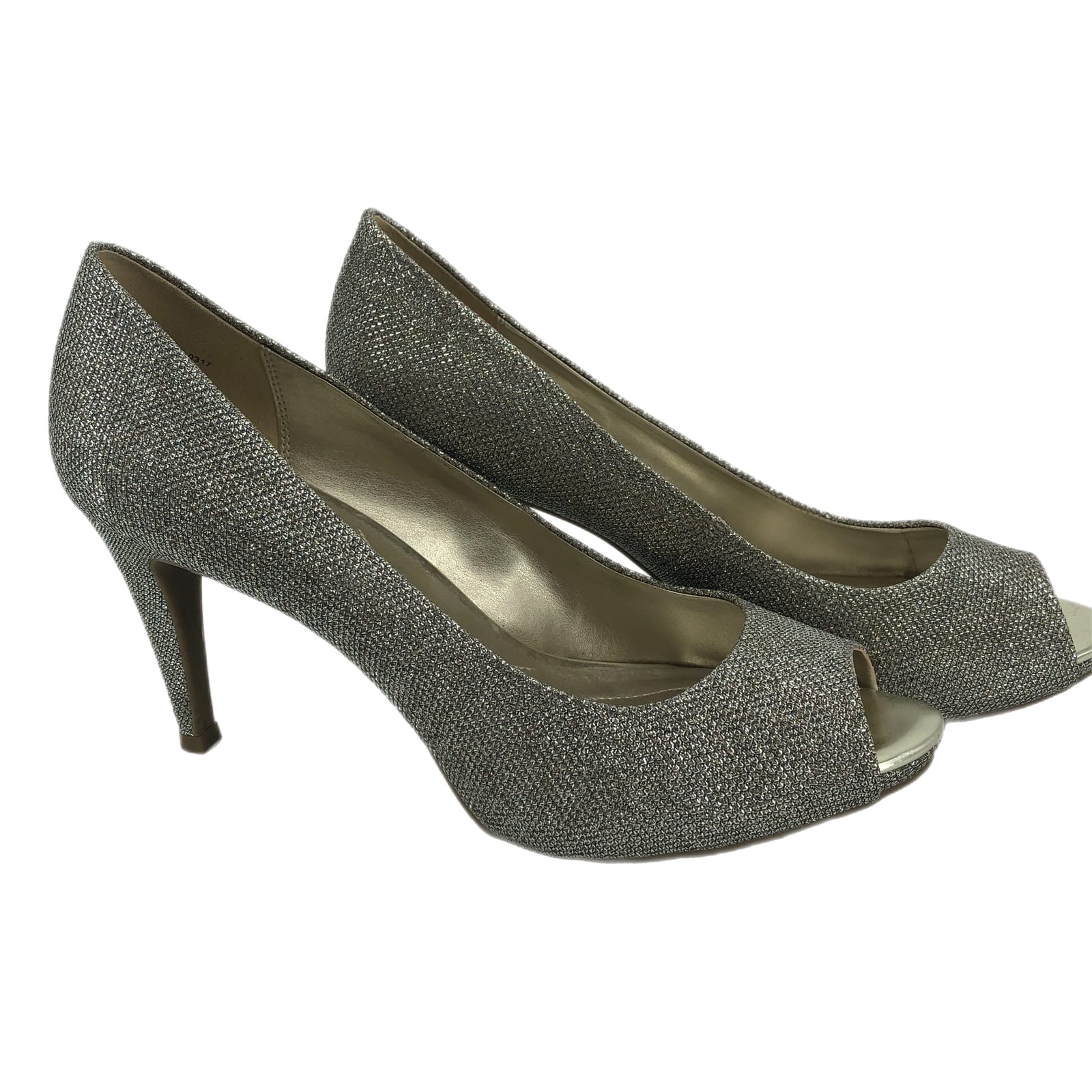 Bandolino Silver High Heel Peep Toe Shoes
