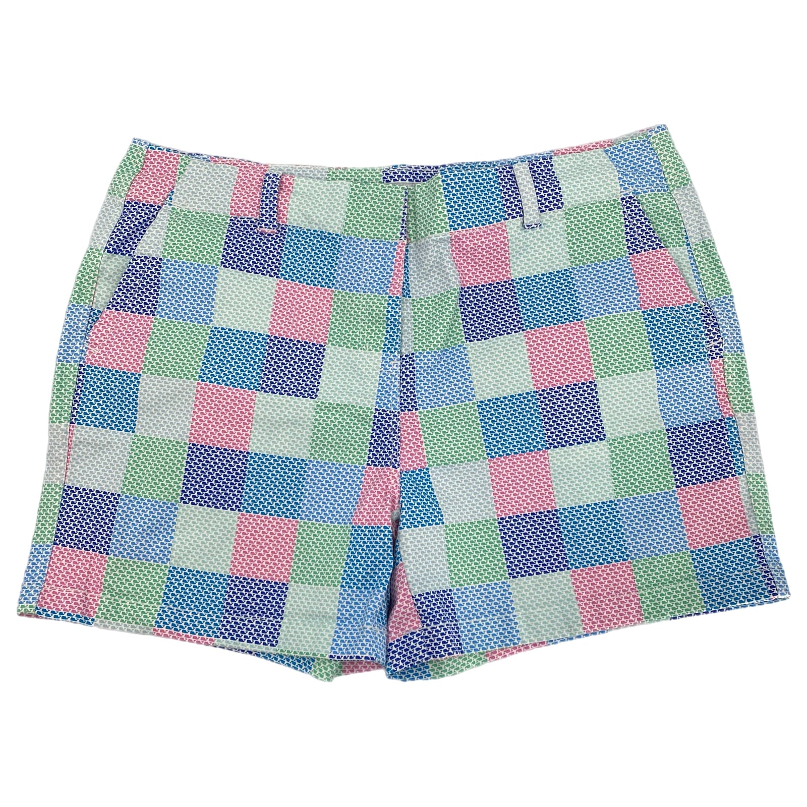 Vineyard Vines Blue Pink Checkered High Waist Shorts