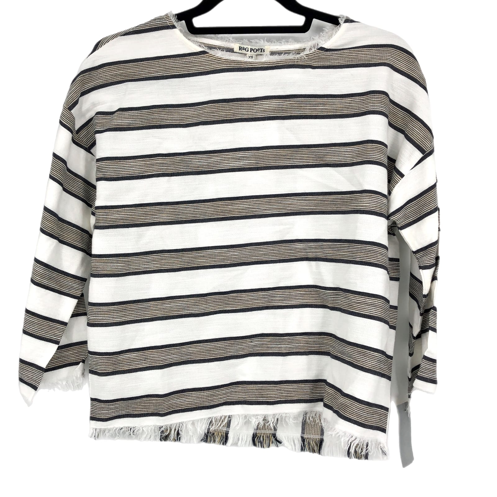 Rag Poets Black & White Striped Pullover Sweater