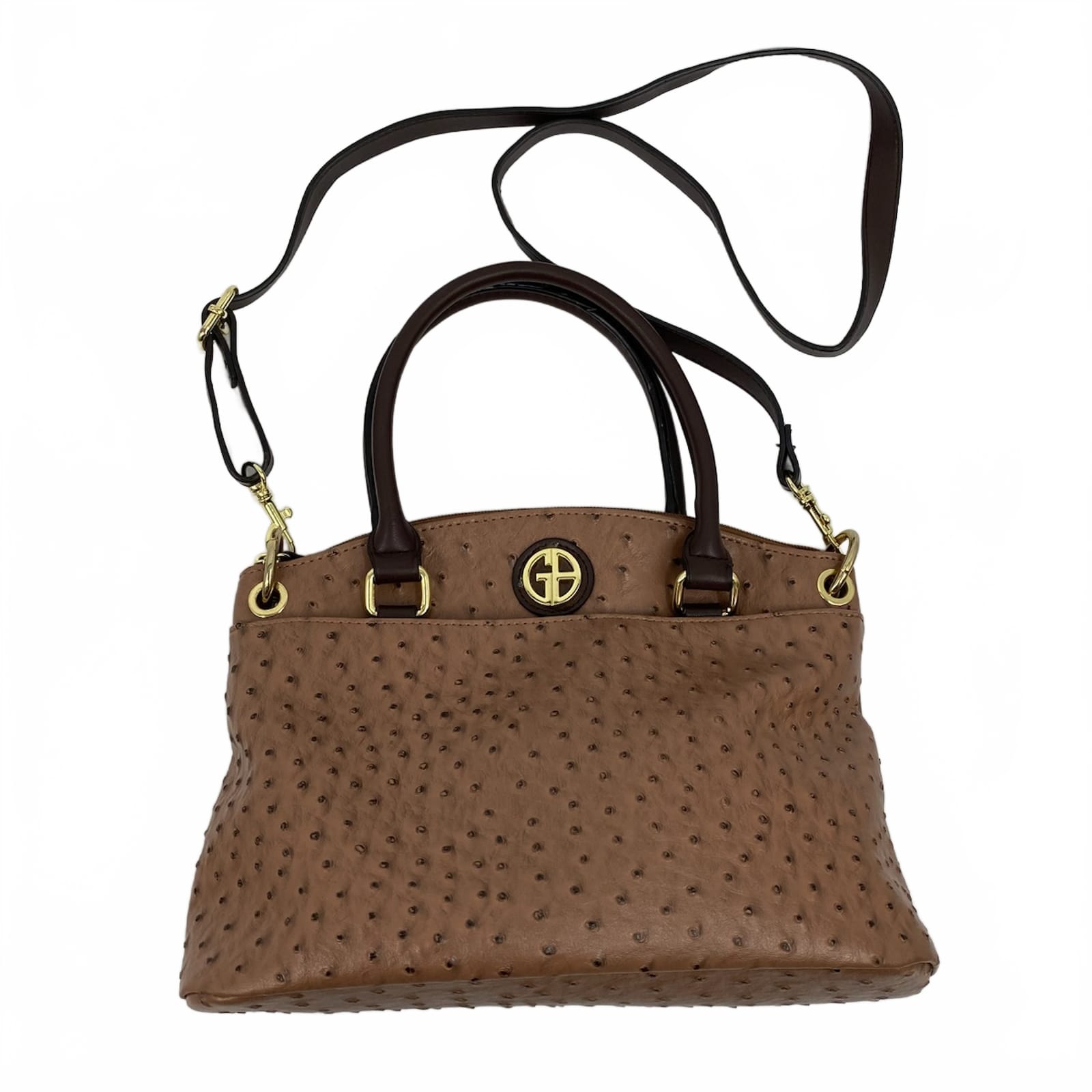 Giani Bernini Brown Faux Ostrich Leather Shoulder Bag