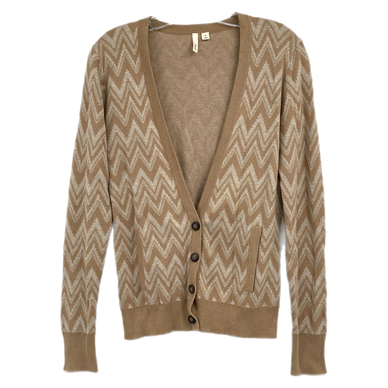Frenchi Beige Chevron Knit Cardigan