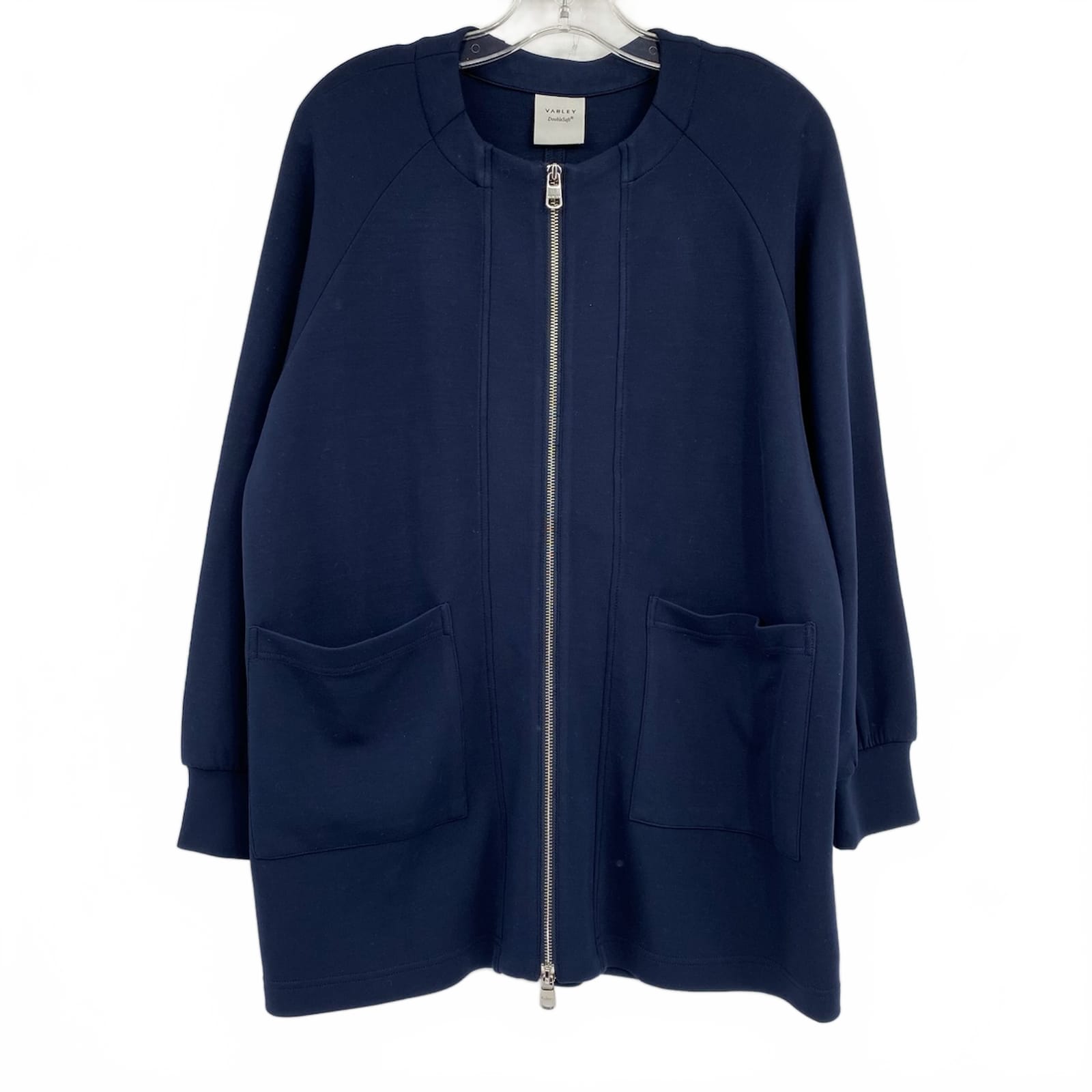 Varley Navy DoubleSoft Augusta Zip Through Sweatshirt