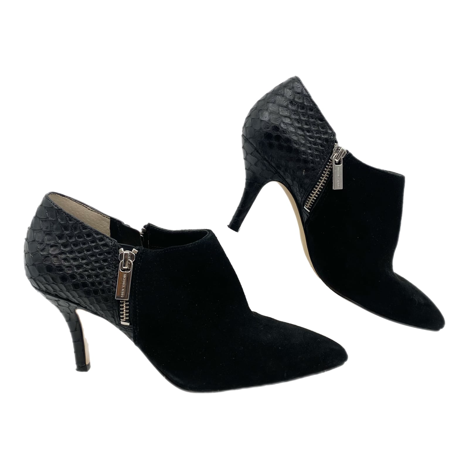 Michael Kors Black Snake Embossed Leather Booties