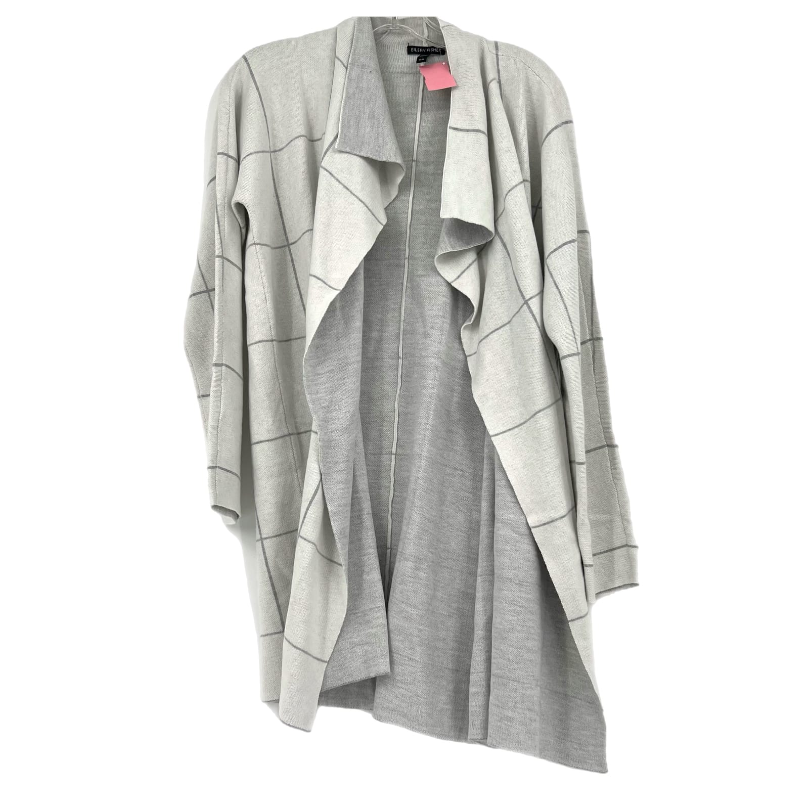 Eileen Fisher Gray & White Plaid Cardigan