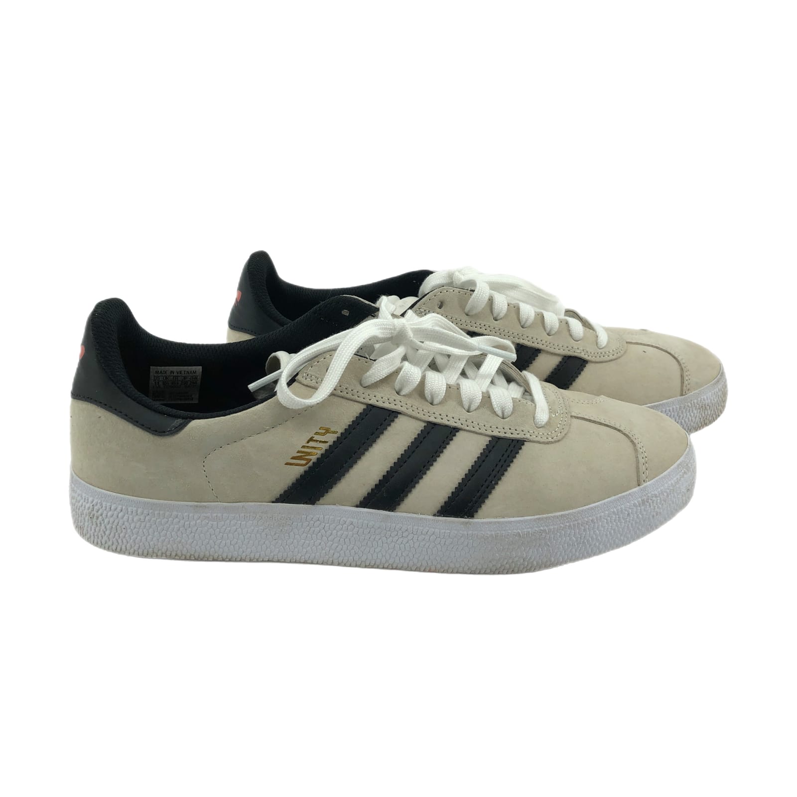 adidas Beige/Black Suede Athletic Shoes