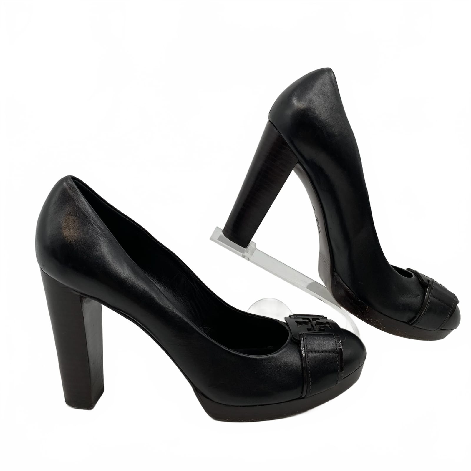 Tory Burch Black Leather Block Heels