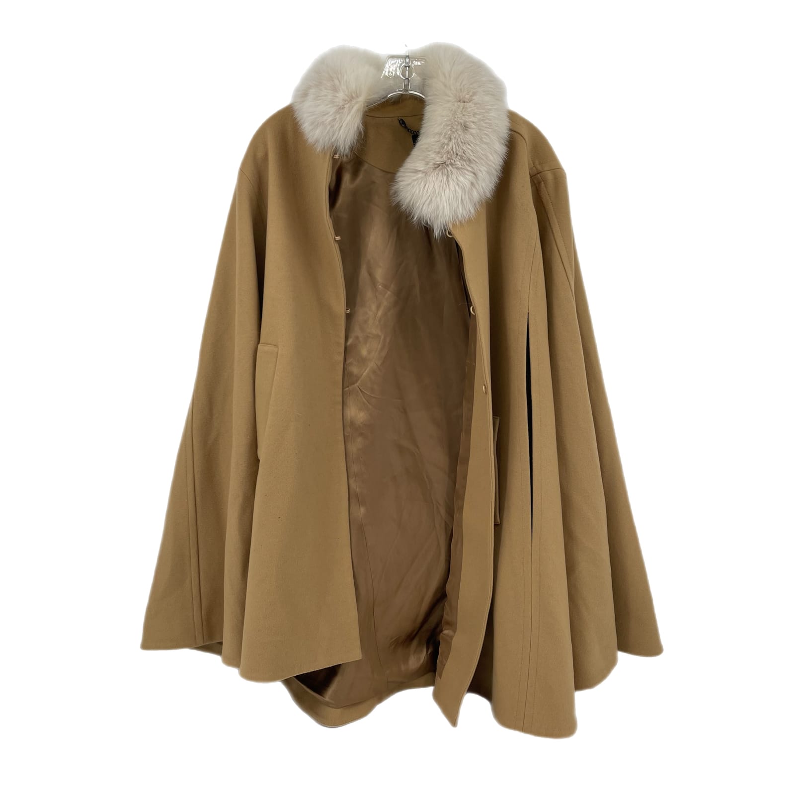 Sofia Cashmere Brown Fur Collar Overcoat Cape