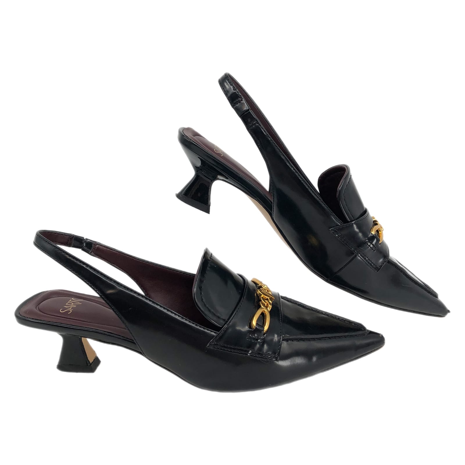 Franco Sarto Black Slingback Loafer Heels