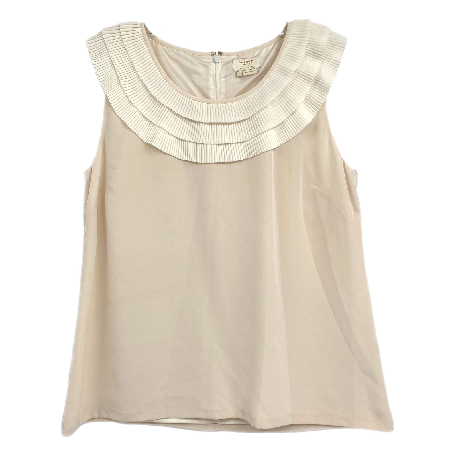 Kate Spade Cream Pleated Neck Tank Blouse