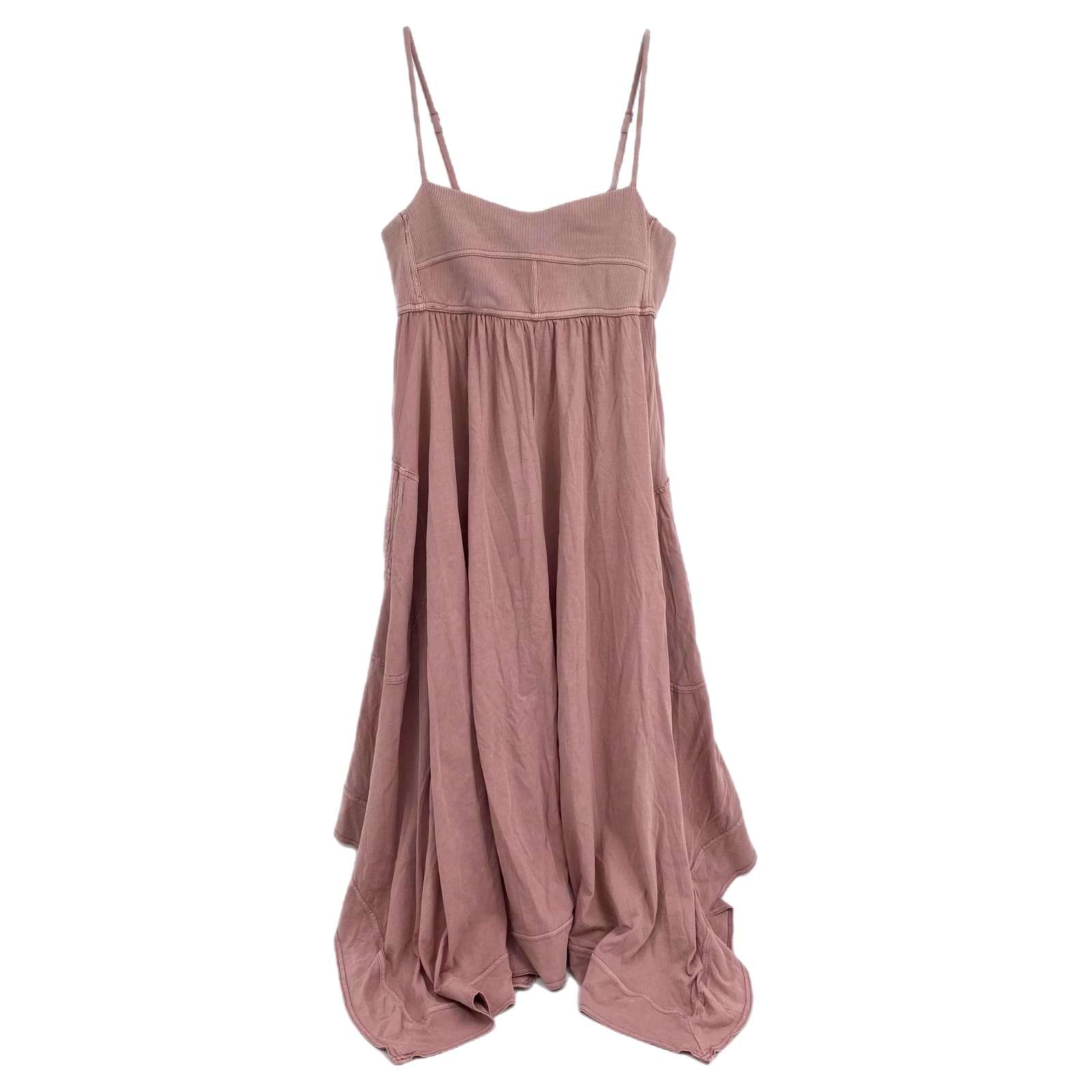 Daily Practice Pink Stretch Sweetheart Asymmetrical Hem Midi Dress