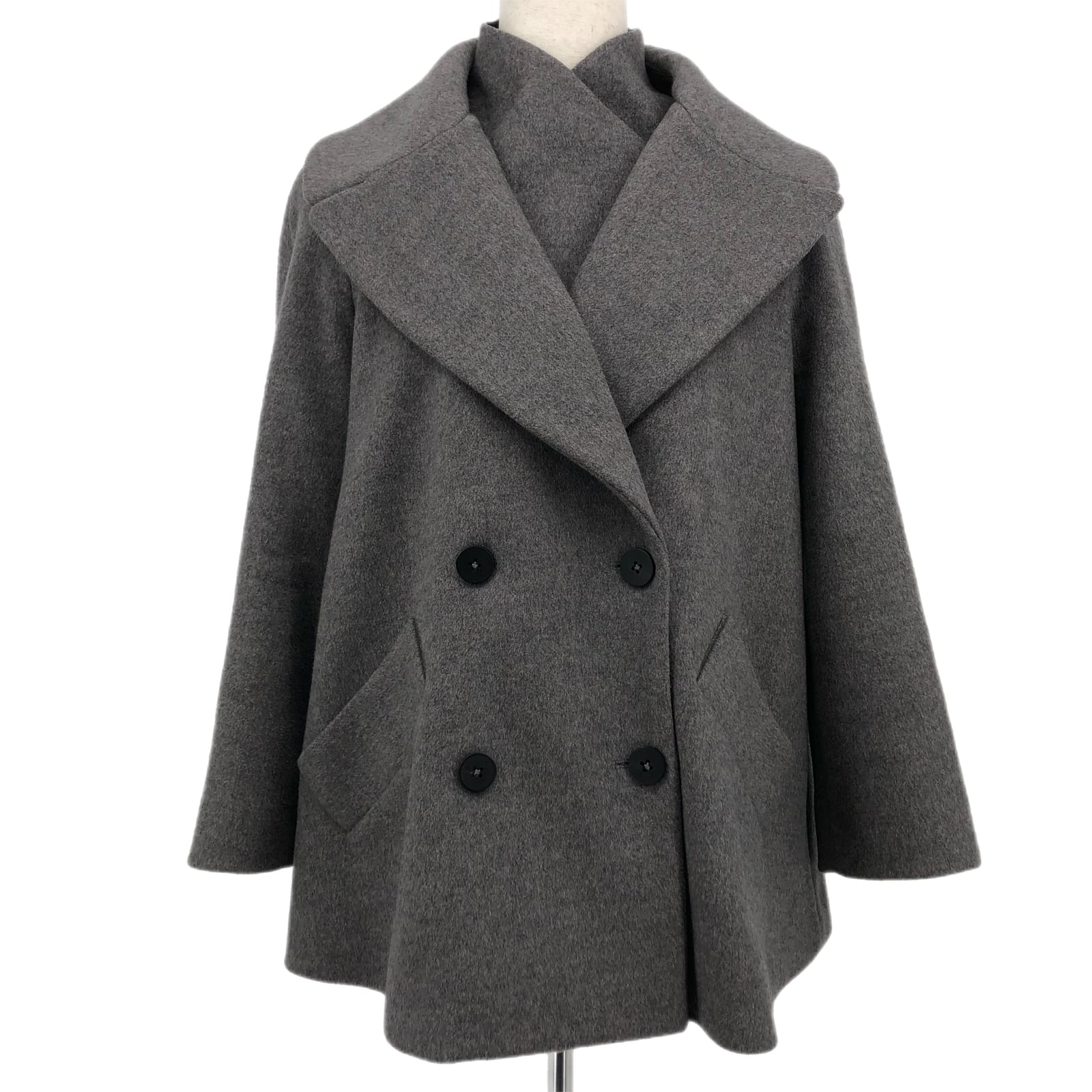 Kit and Ace Gray-Black 100% Wool Pea Coat