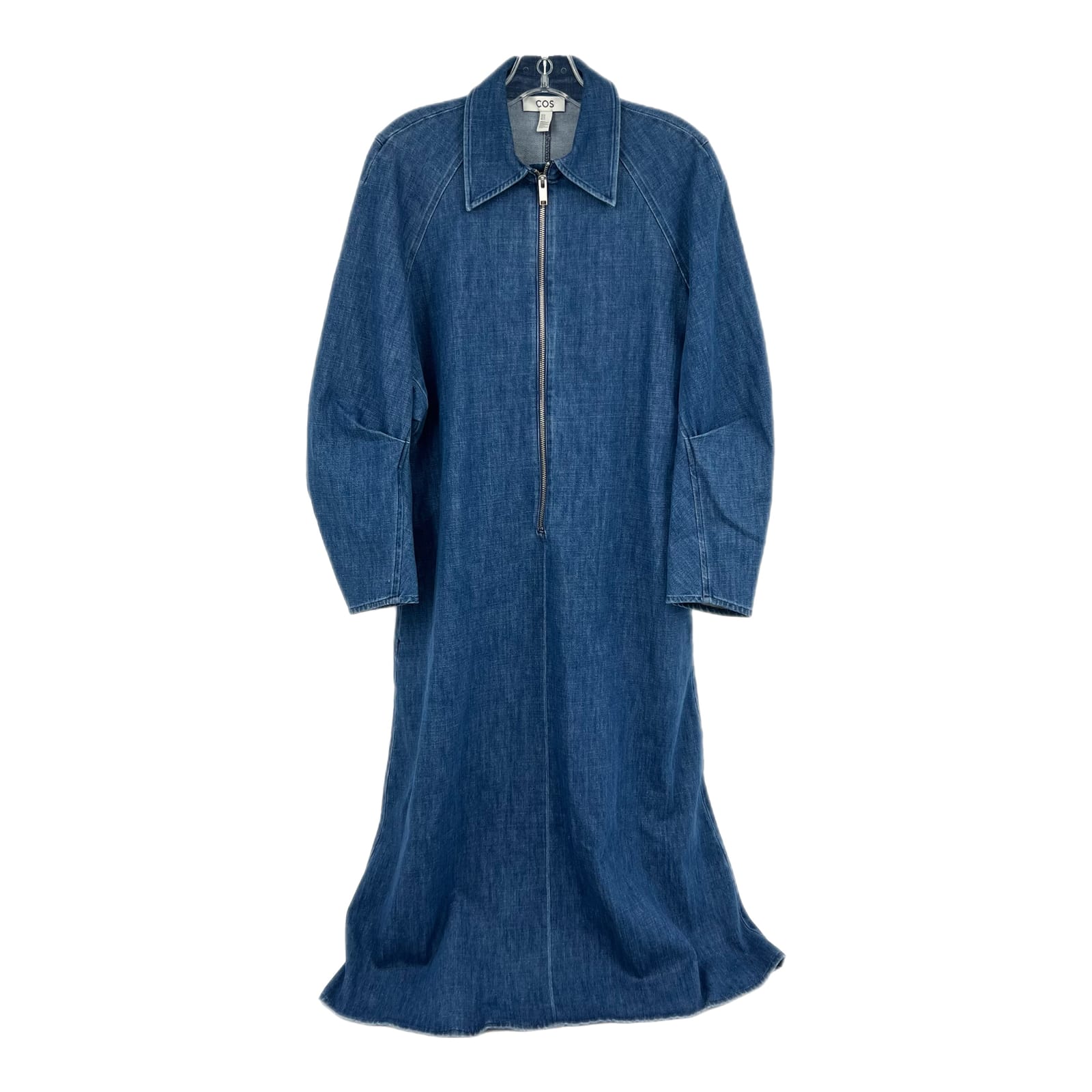 COS Blue Denim Quarter Zip Midi Dress