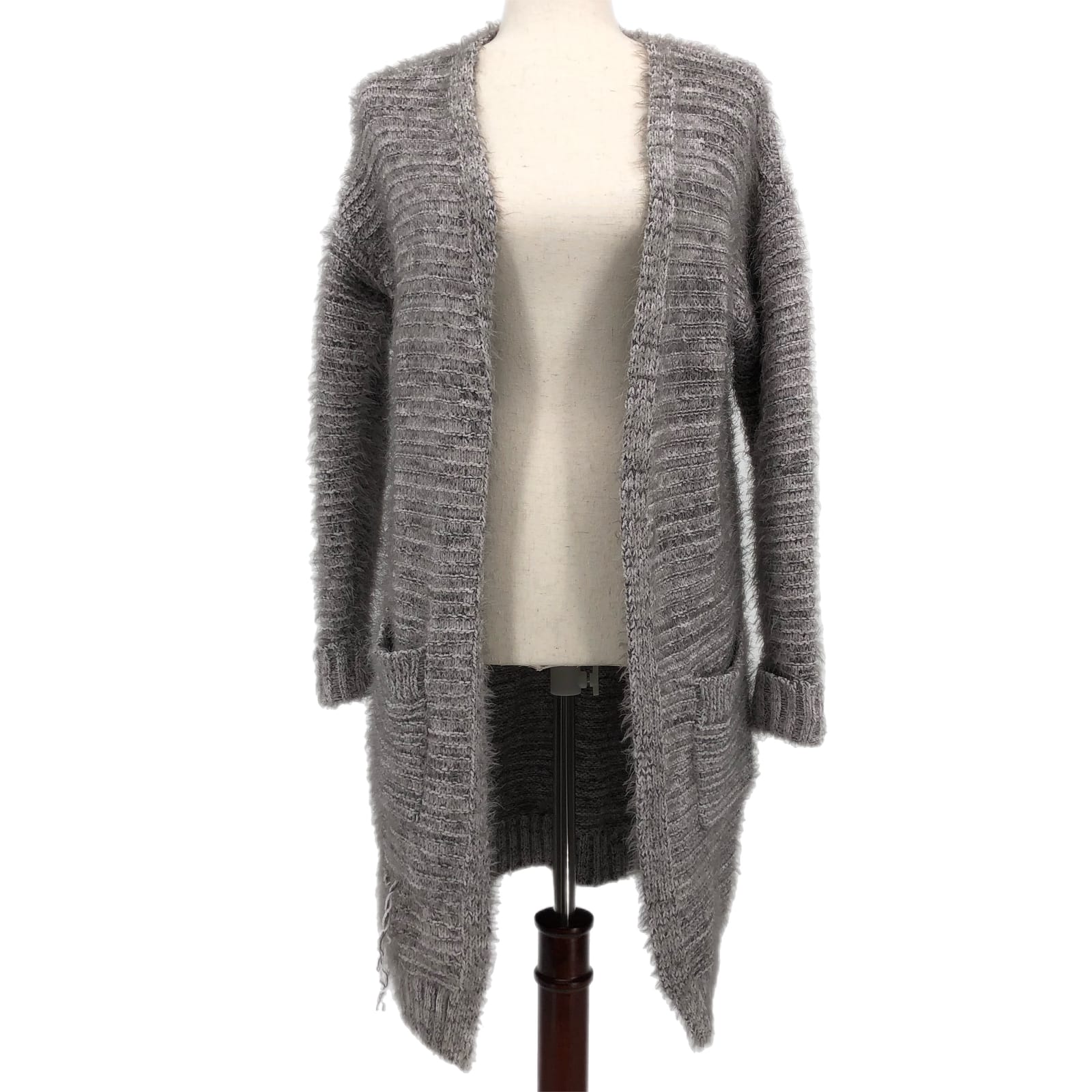 Olive & Oak Gray/White Woven Cardigan