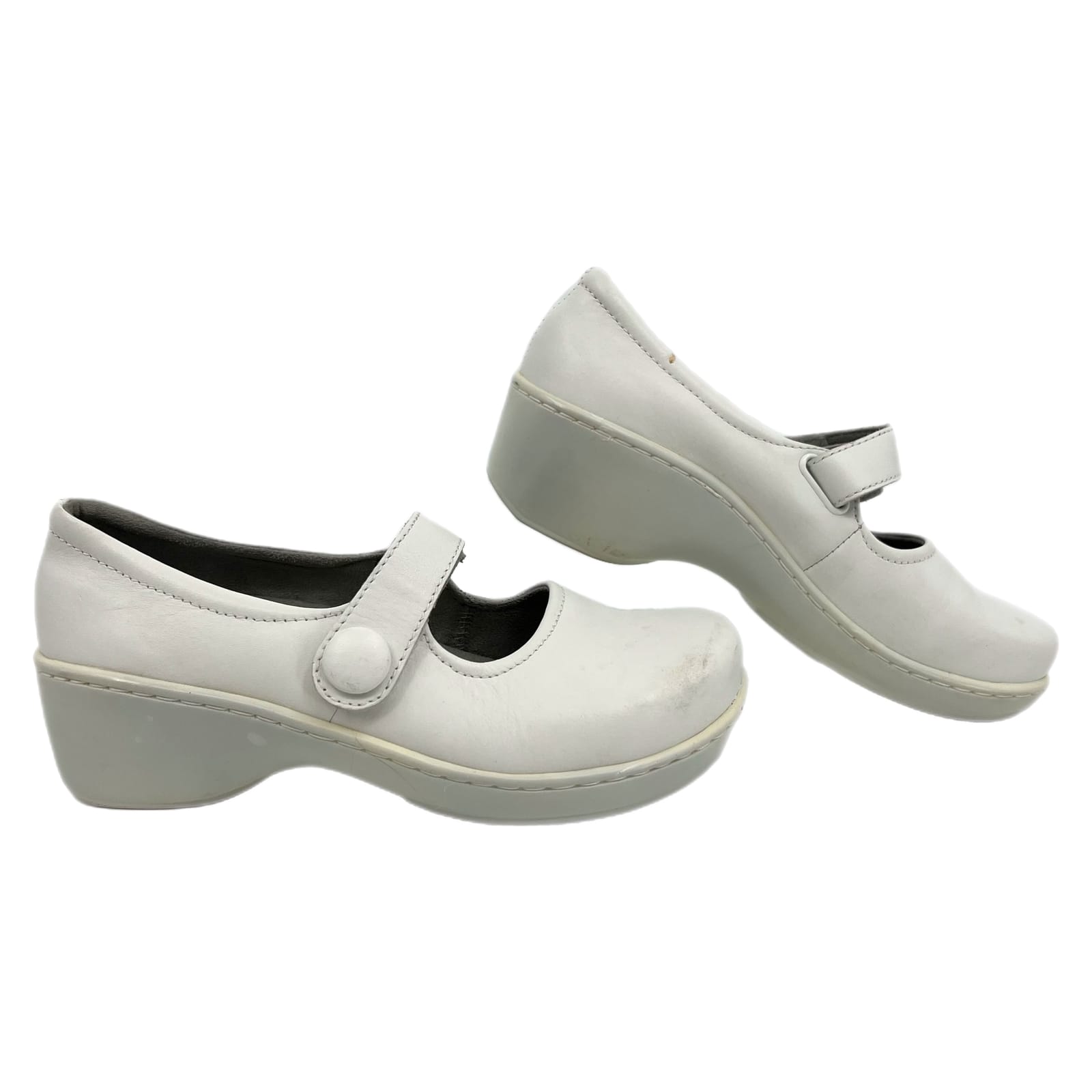 Klogs White Mary Jane Leather Clogs