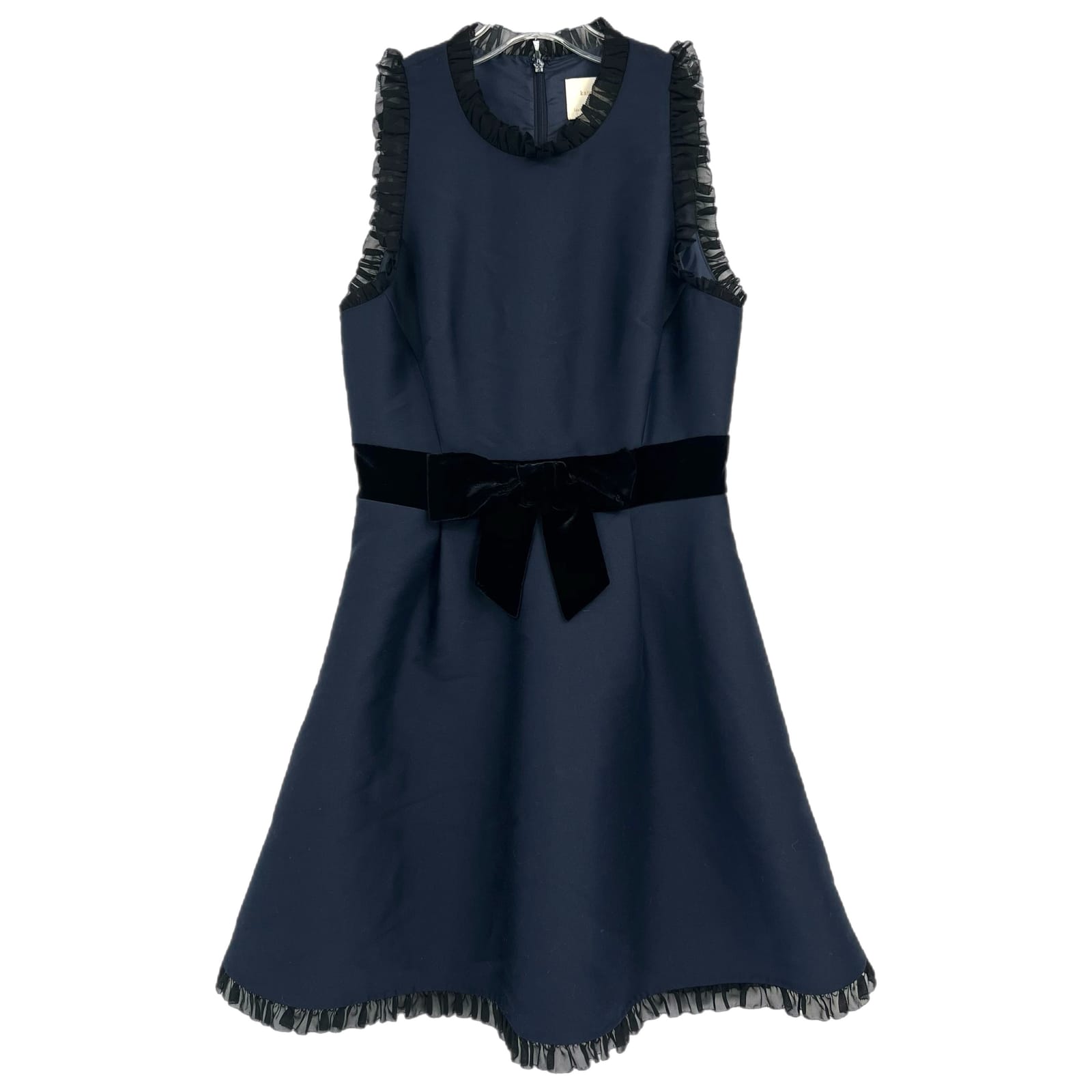 Kate Spade Blue Black Bow Waist A-Line Mini Dress