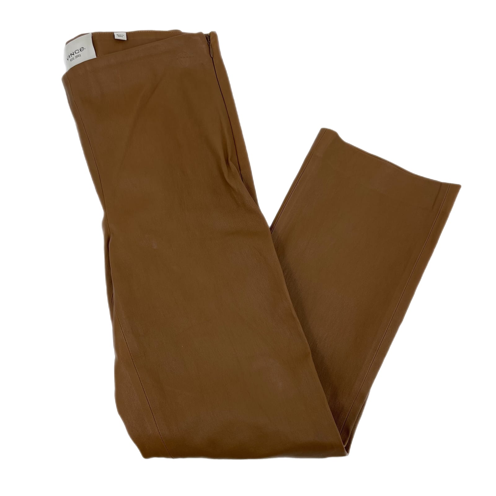 Vince Tan Leather Wide-Leg Trousers