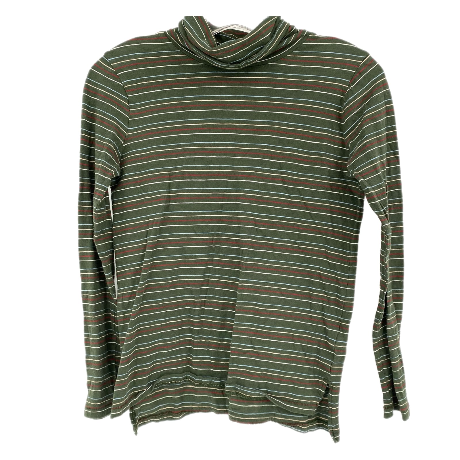 Madewell Green Striped Long Sleeve Turtleneck Tee