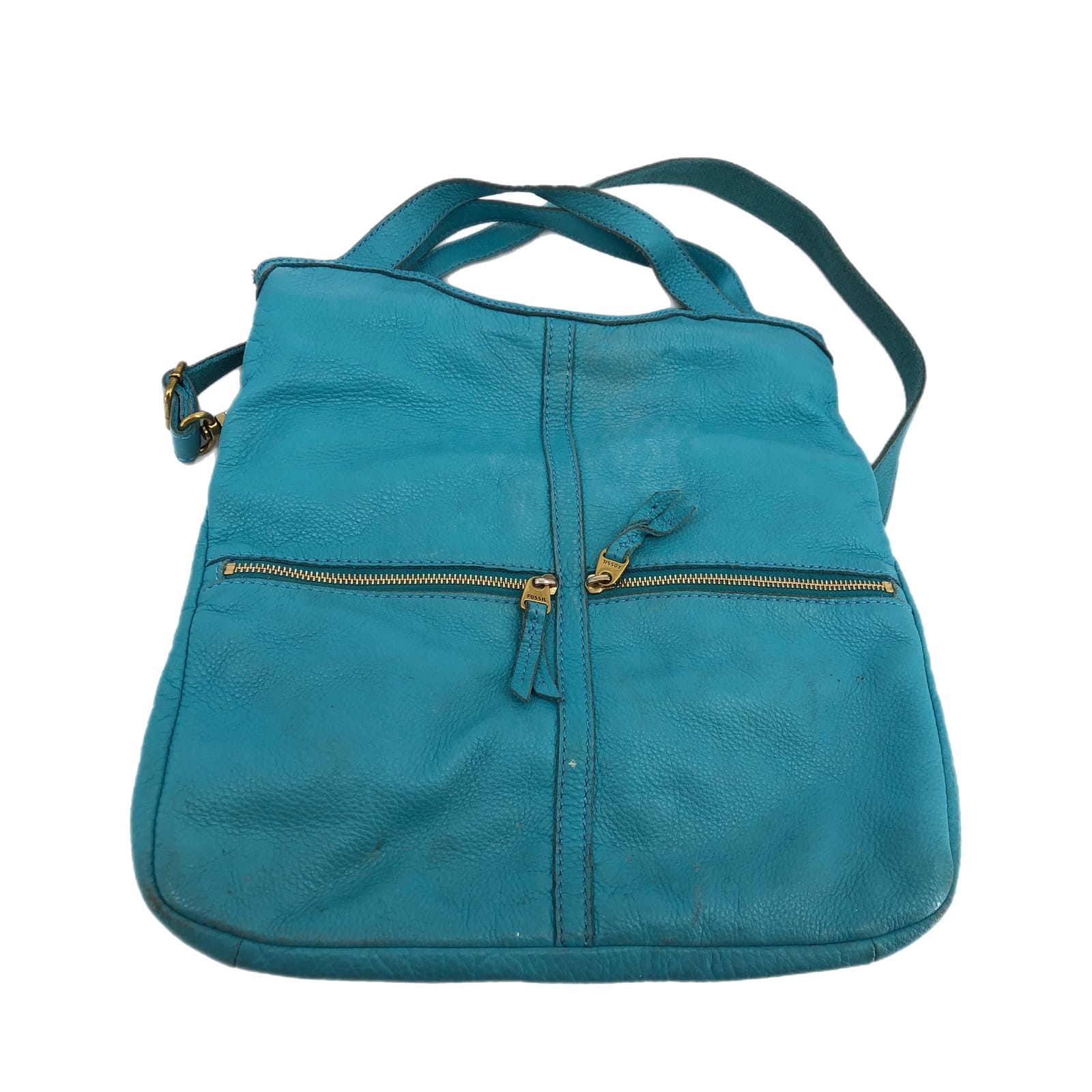 Fossil Blue Leather Tote