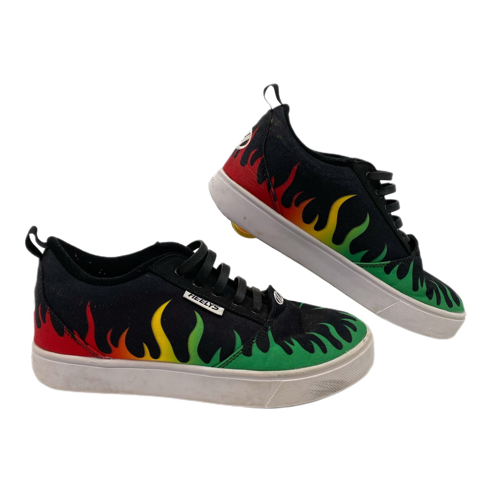 Heelys Black Green Flame Wheeled Sneakers