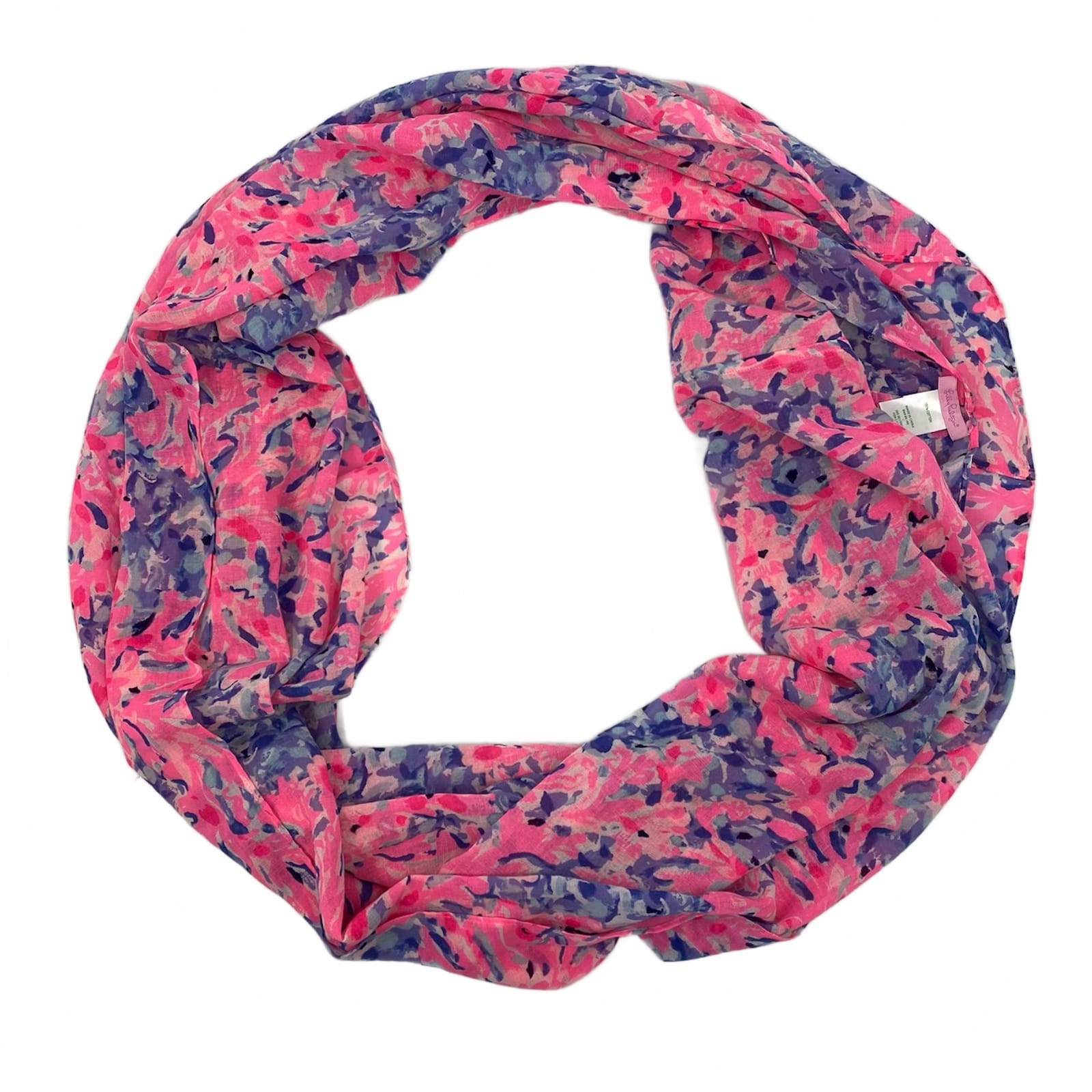 Lilly Pulitzer Pink Blue Cotton Circle Scarf