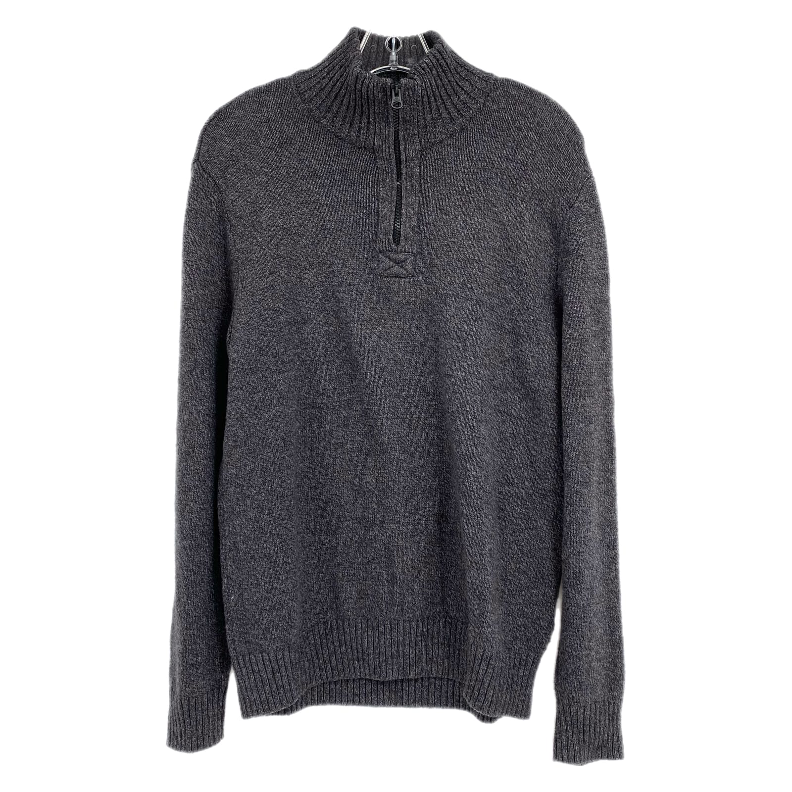 American Eagle Gray Knit Quarter-Zip Sweater