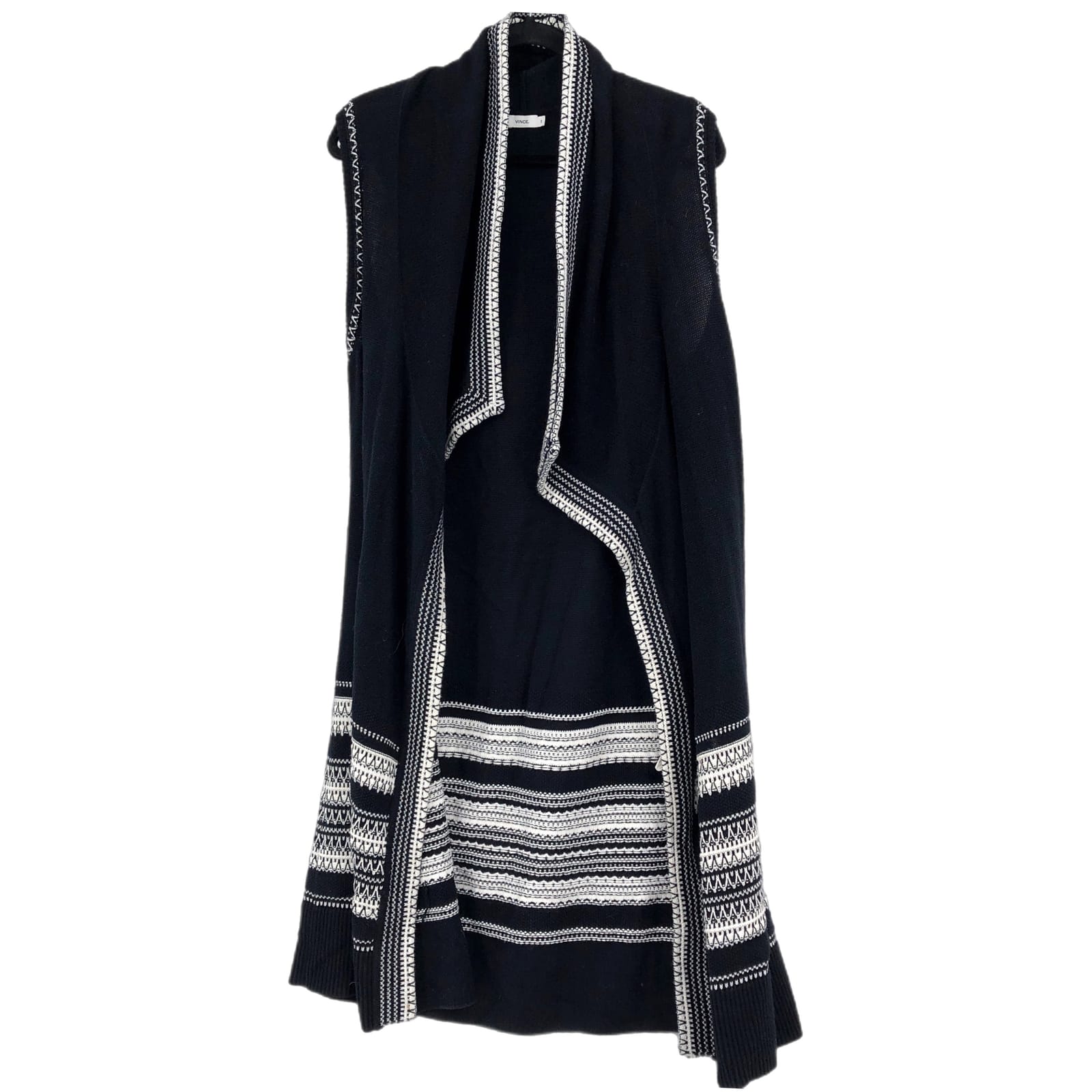 Vince Blue & White 100% Cotton Sleeveless Cardigan