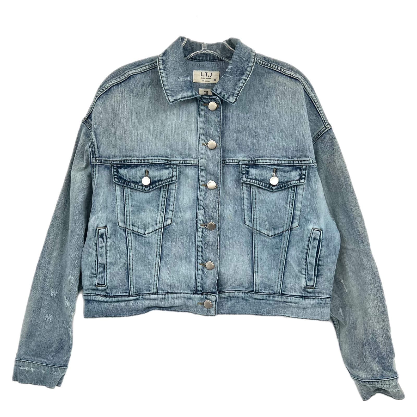 Letter to Juliet Blue Light Wash Cropped Denim Jacket