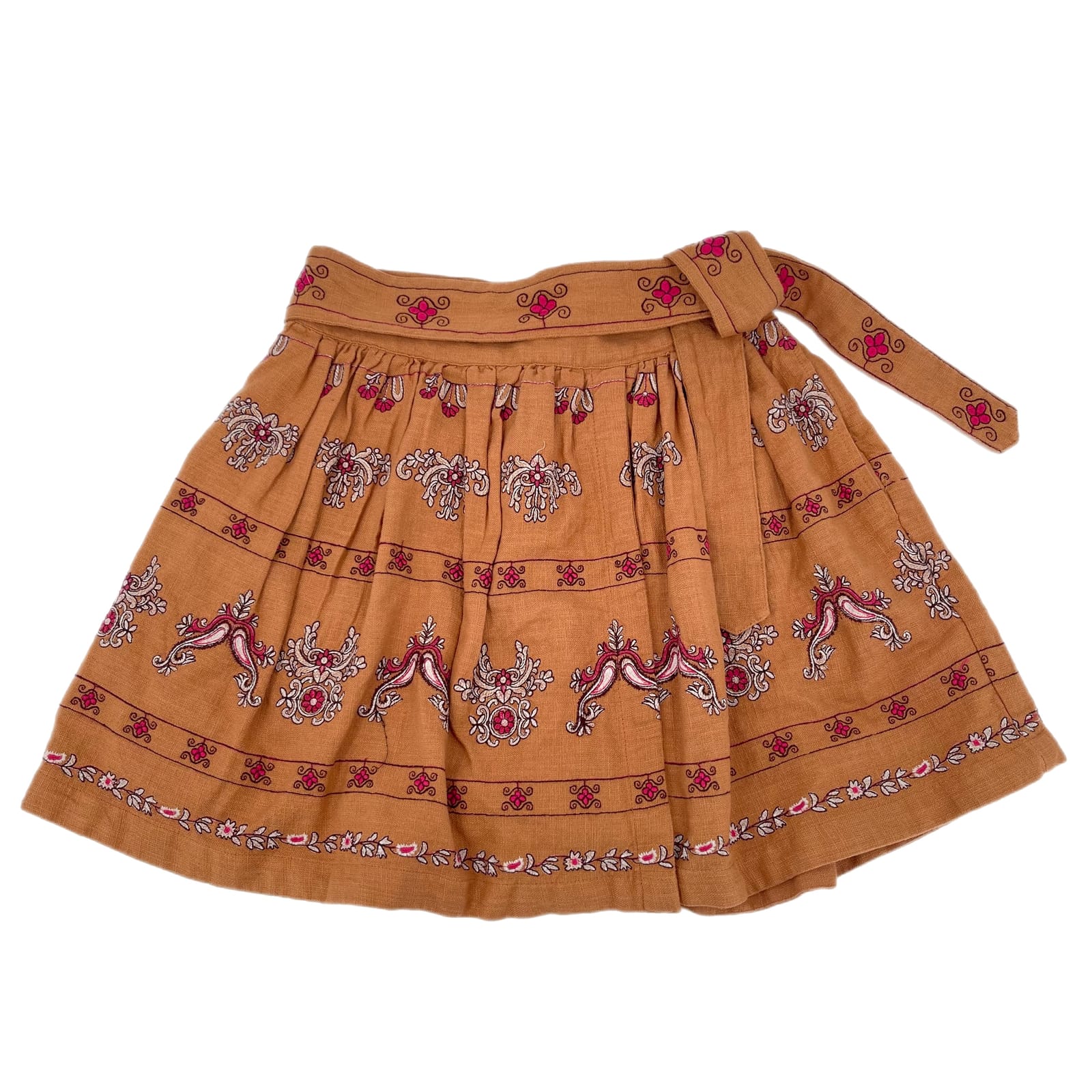 Anthropologie Orange Floral A-Line Skirt