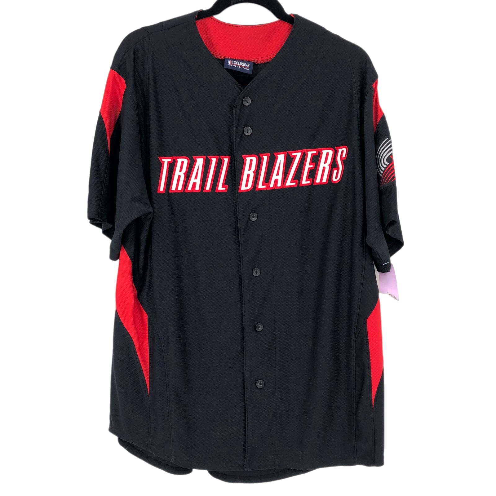 NBA Black-Red Portland Trail Blazer Baseball Shirt