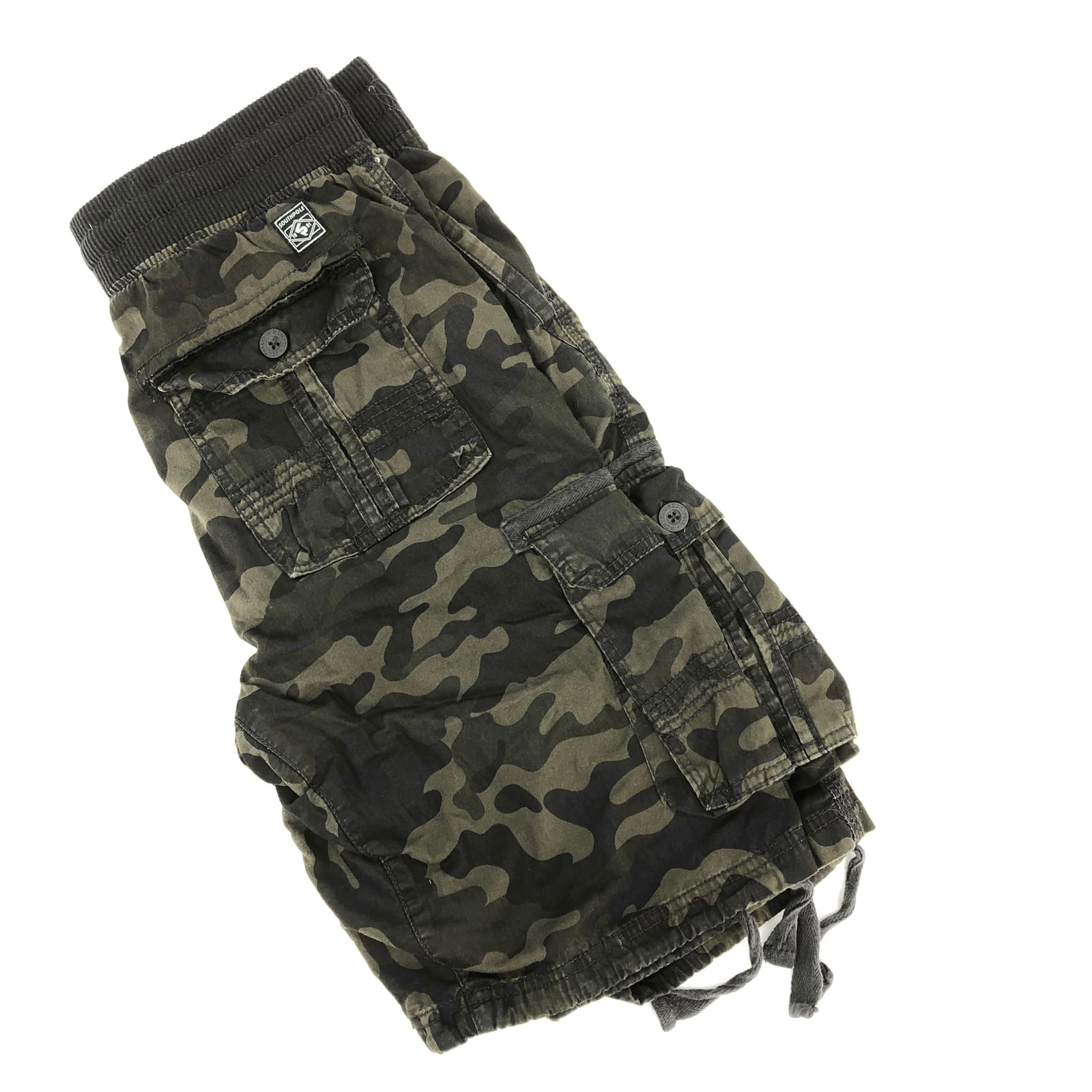 South Pole Green Brown Adjustable Waist Cargo Shorts