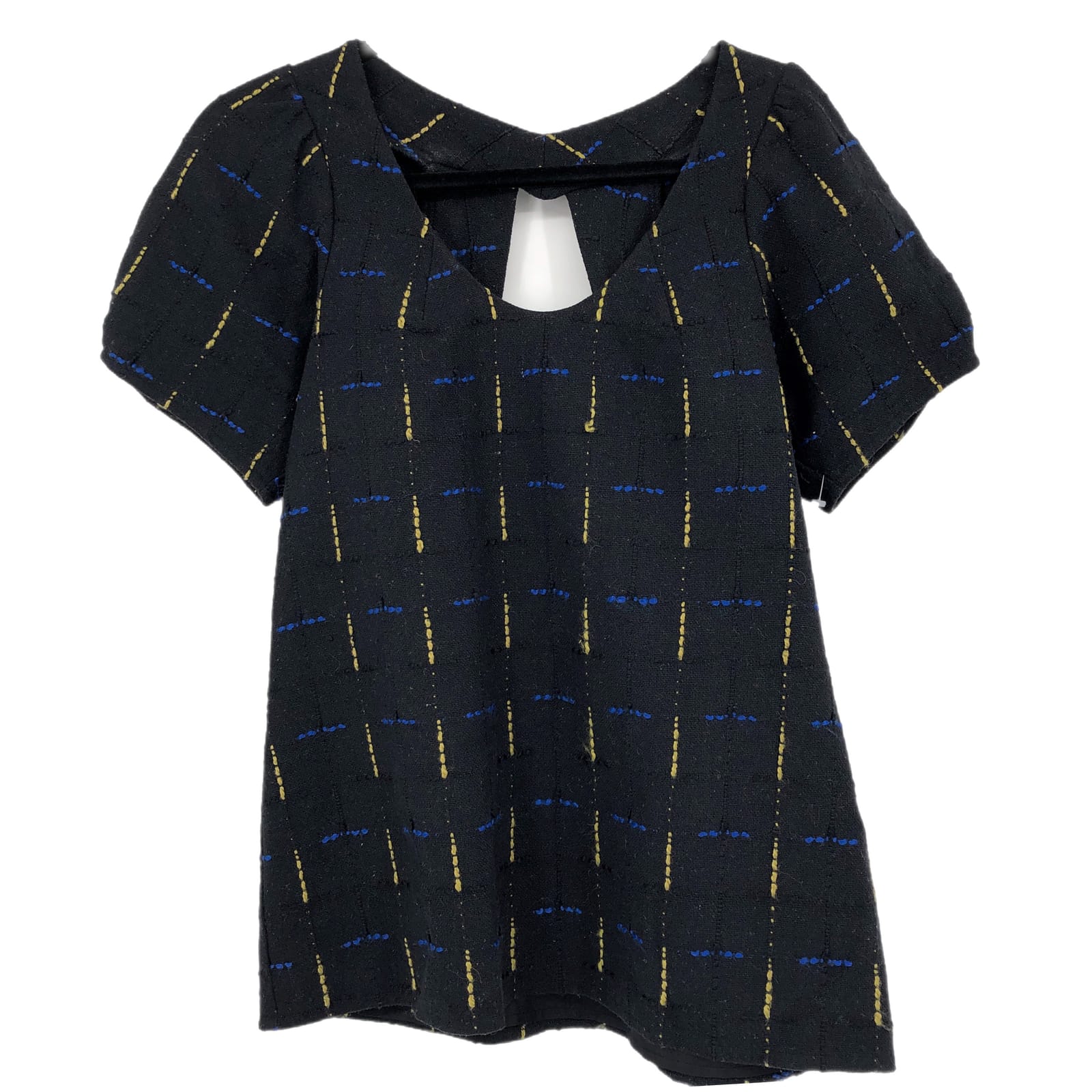 Black and Yellow Puff Sleeve Blouse