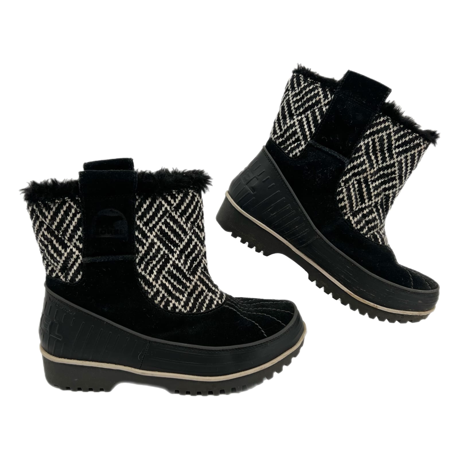 Sorel Black White Suede Winter Boots
