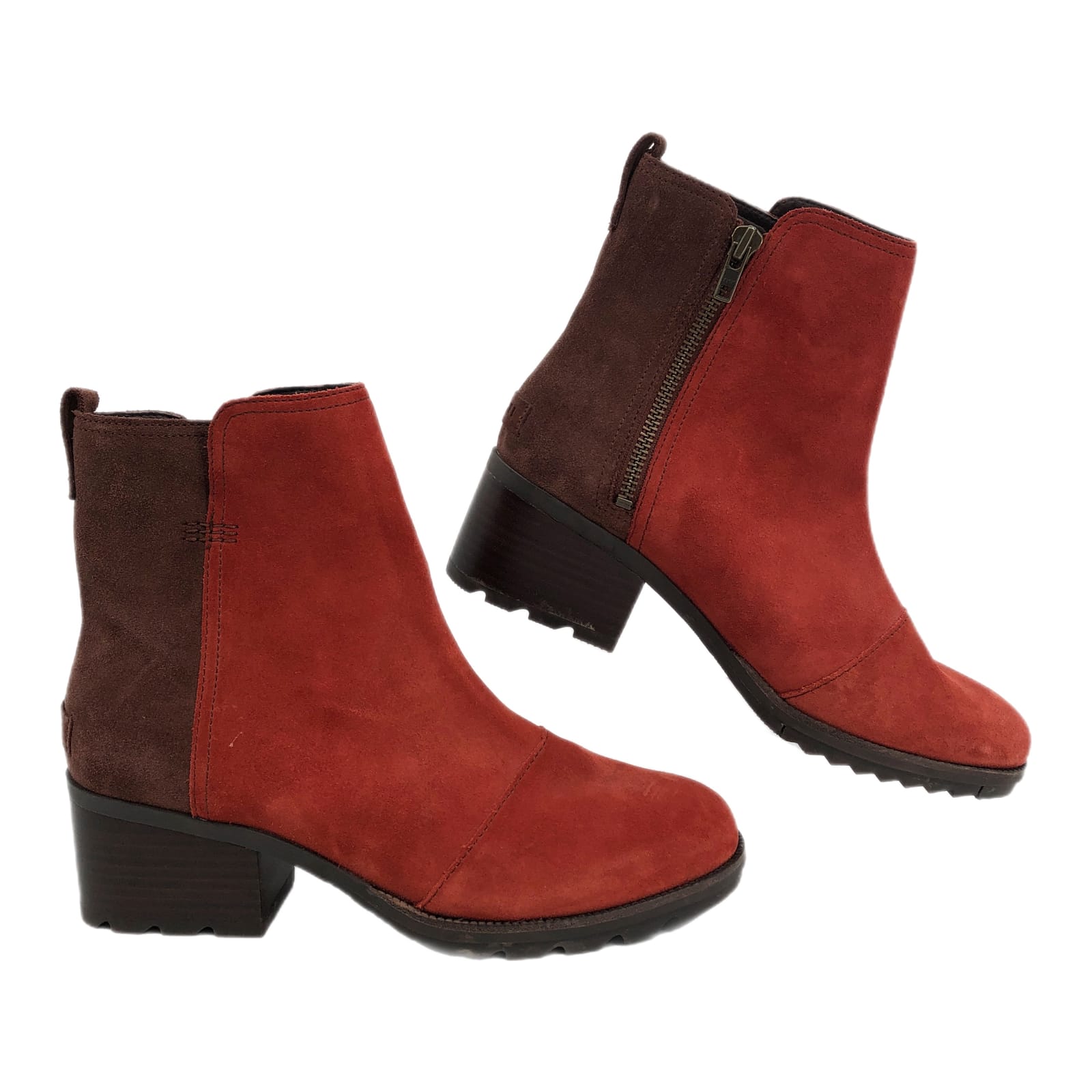 Sorel Orange Brown Suede Ankle Booties