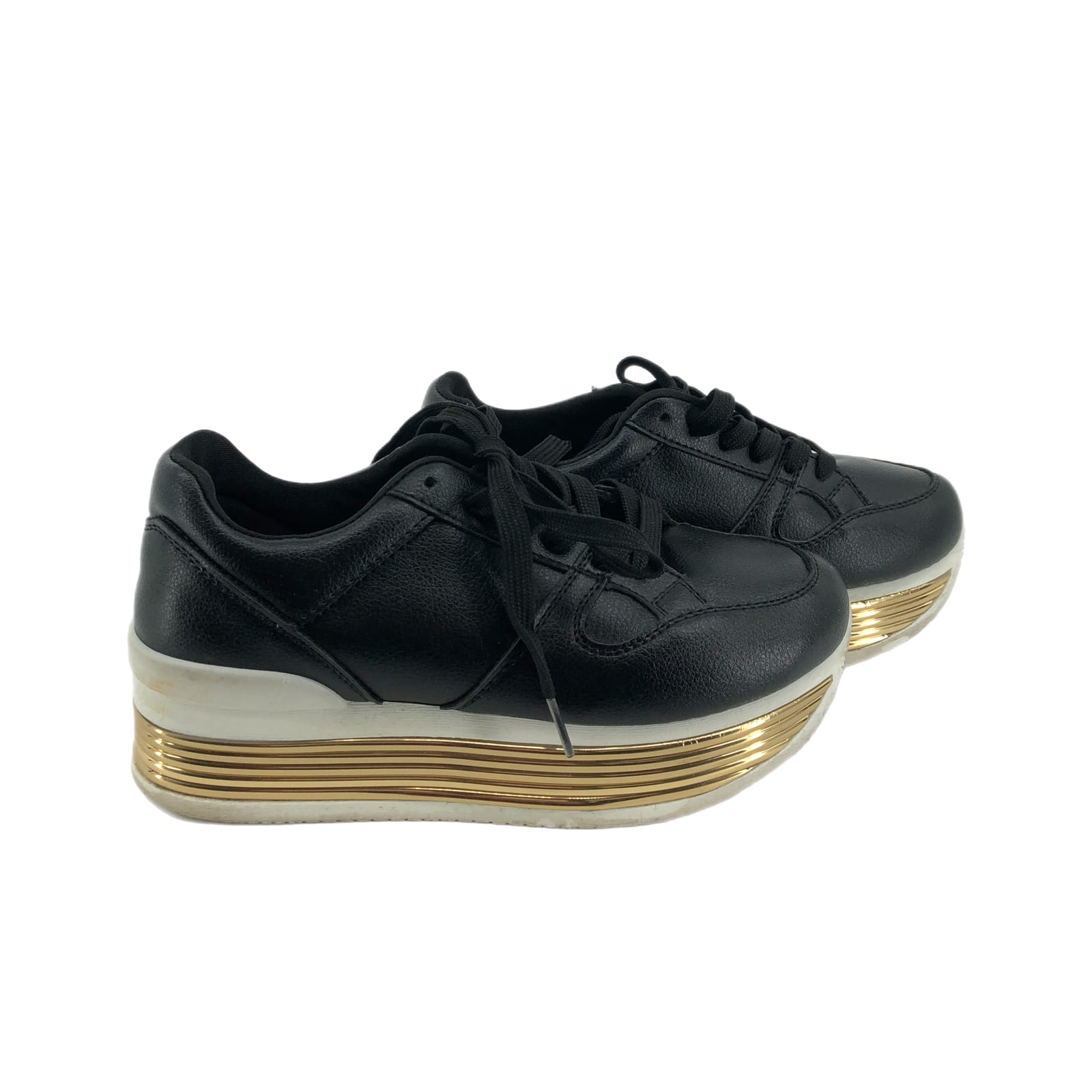 Sleek Black & Gold Athletic Sneakers