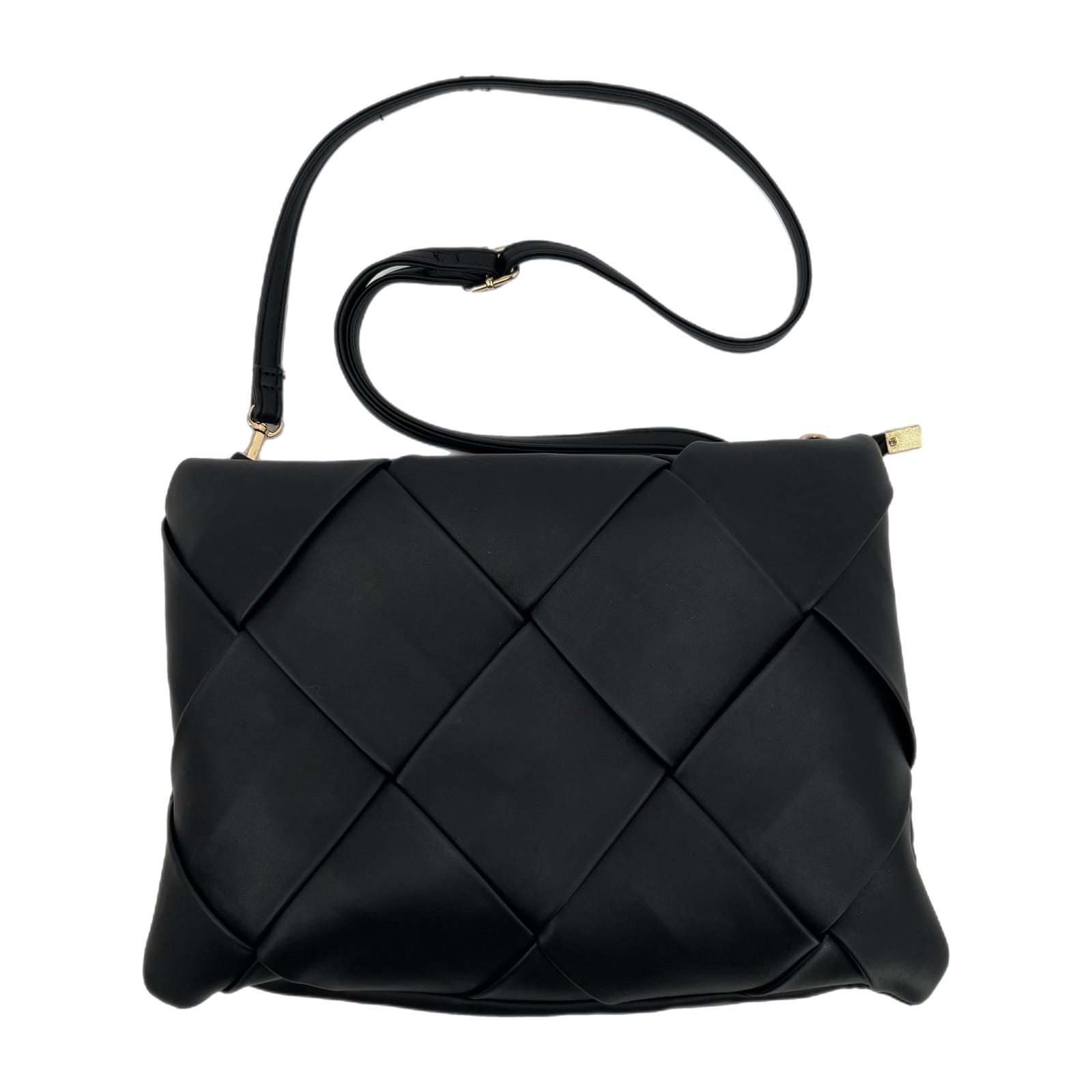 Anthropologie Black Woven Zip Crossbody Bag