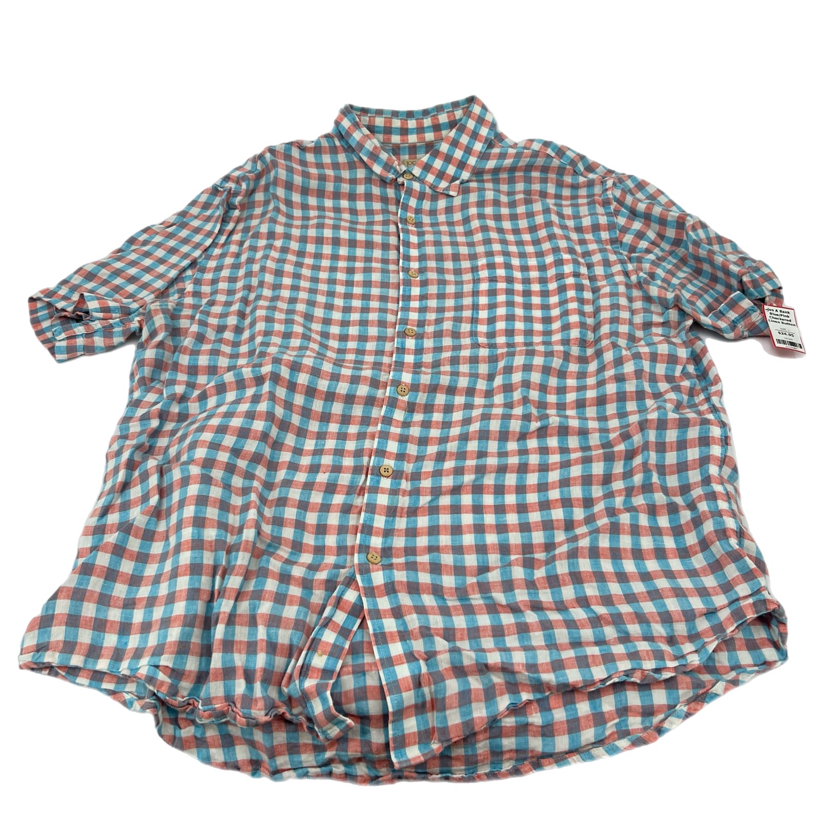 Jos. A. Bank Blue Linen Short Sleeve Button-Up Shirt