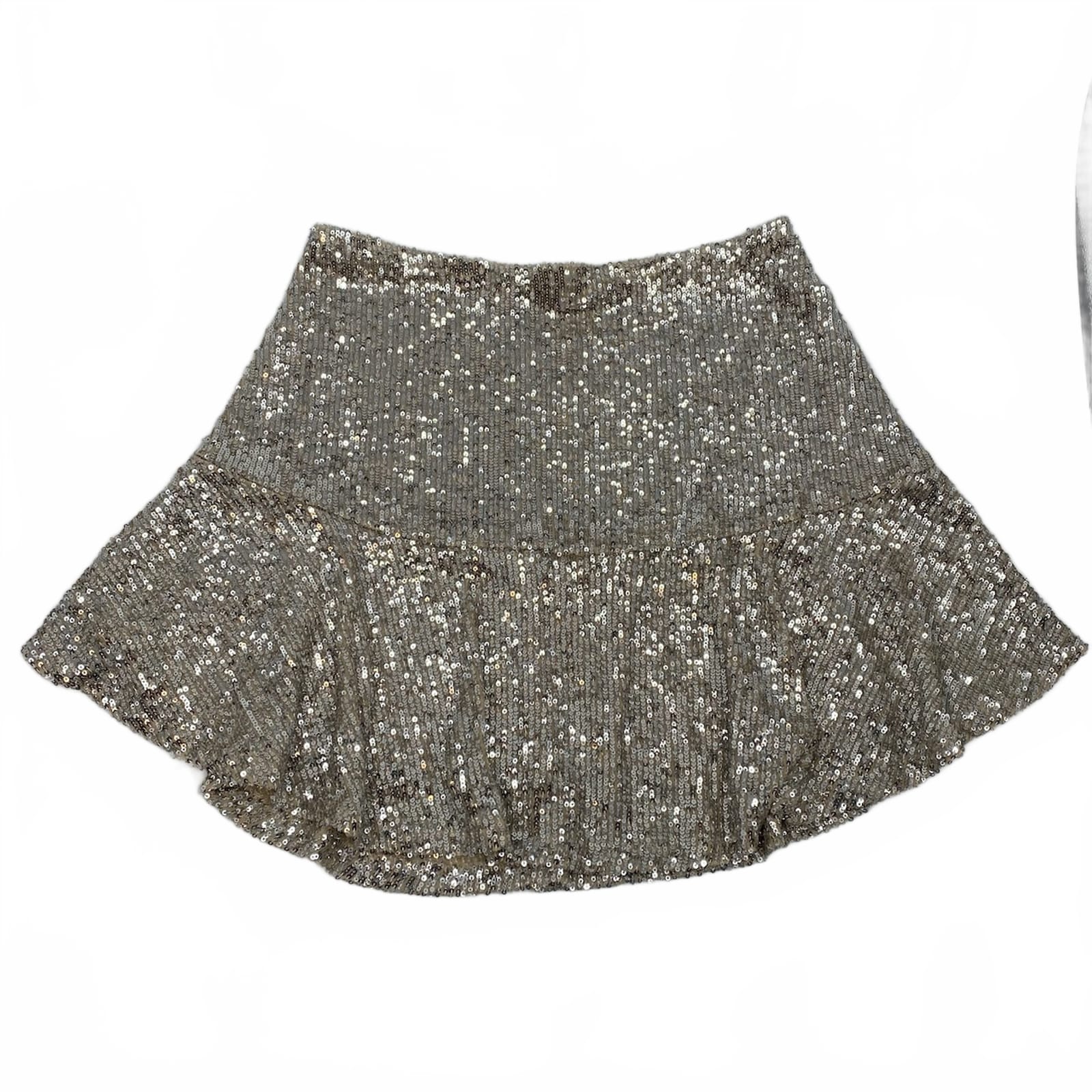 Free People Silver Beige Sequin Mini Skirt