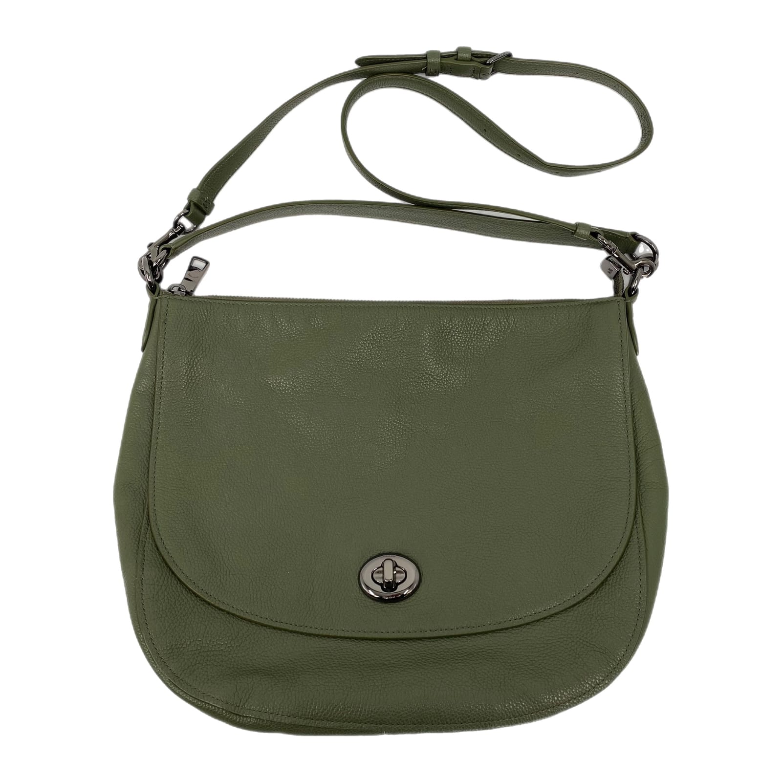 Coach Green Pebbled Leather Turnlock Hobo Bag