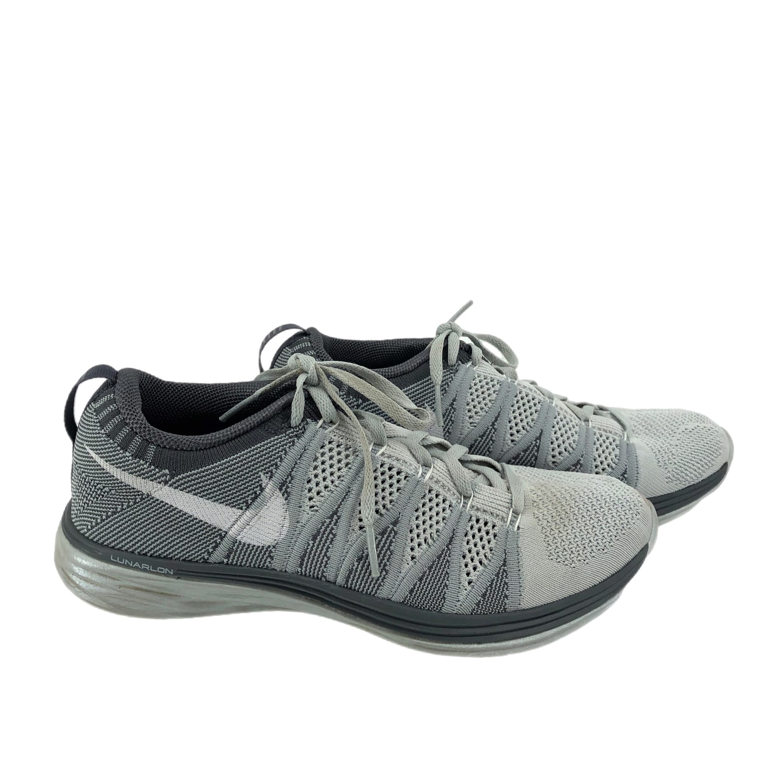 Nike Gray-White Flyknit Lunar 2 Athletic Sneakers