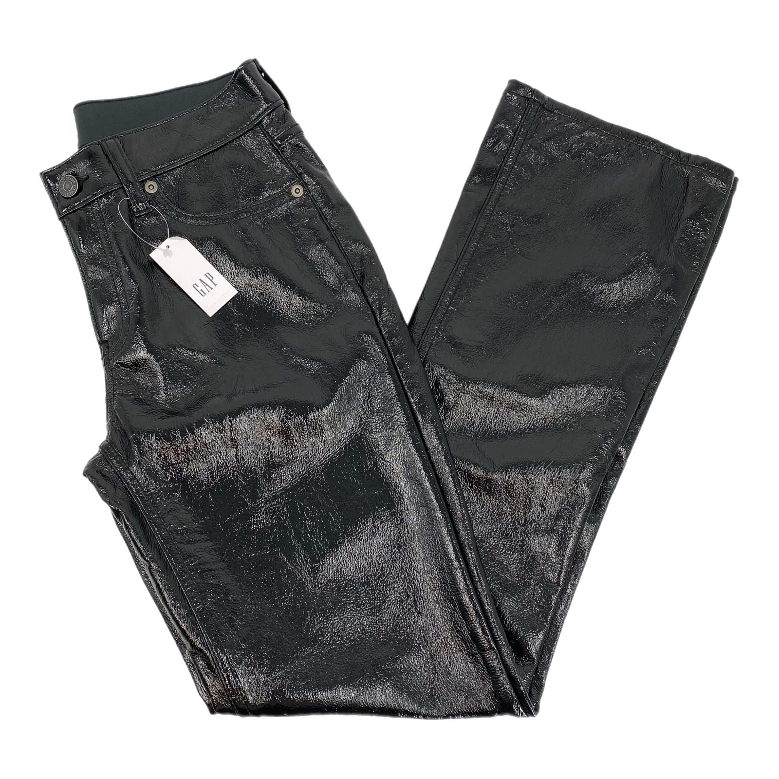 GAP Black Faux Patent Leather Bootcut Pants