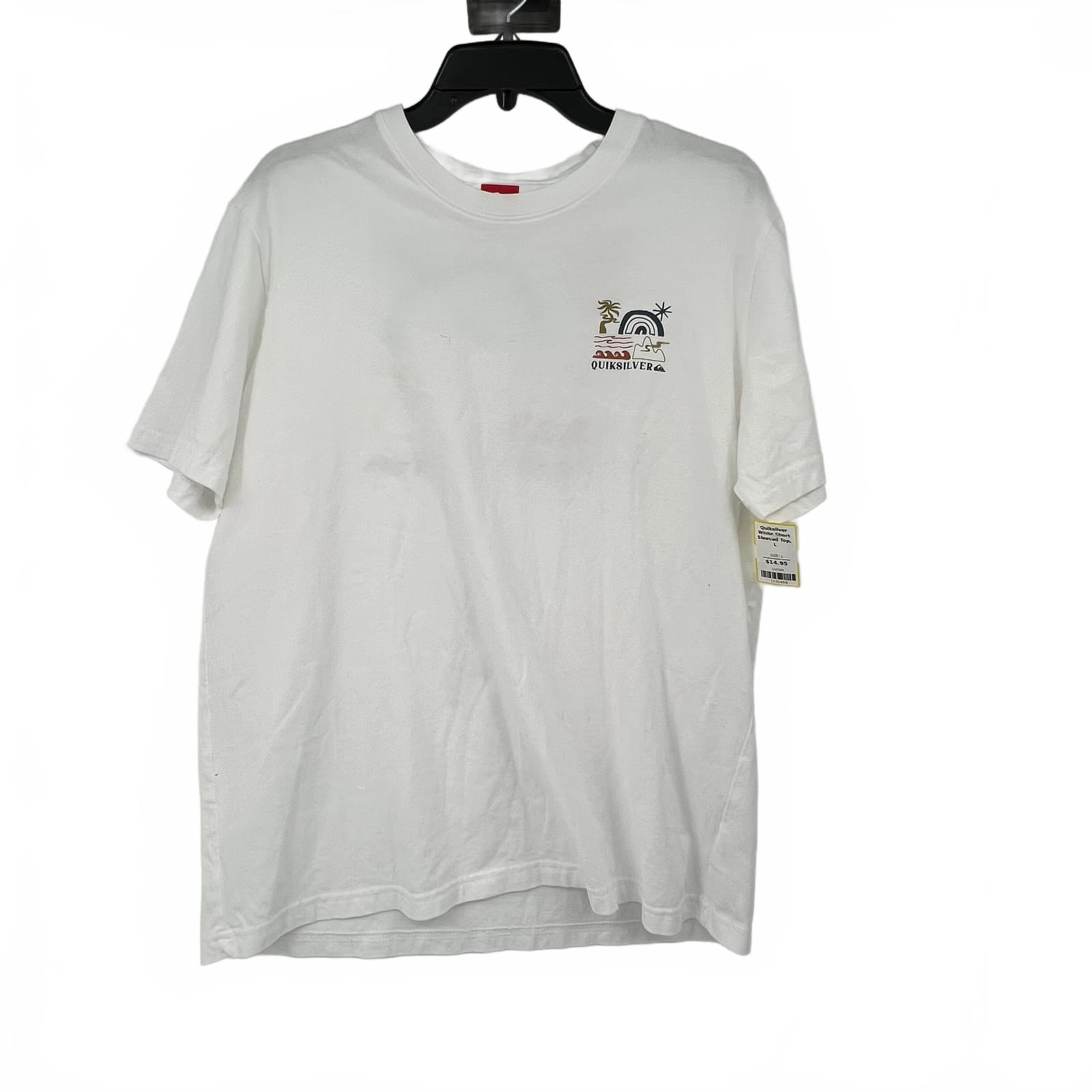 Quiksilver White Cotton Short Sleeve Tee