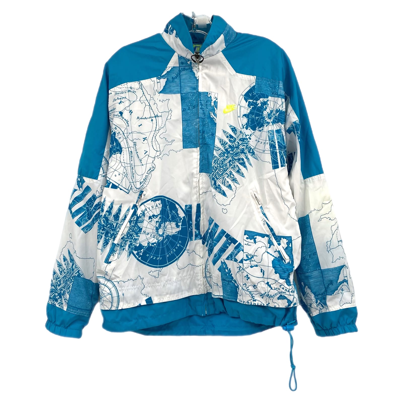 Nike Blue White Vintage Map Print Windbreaker