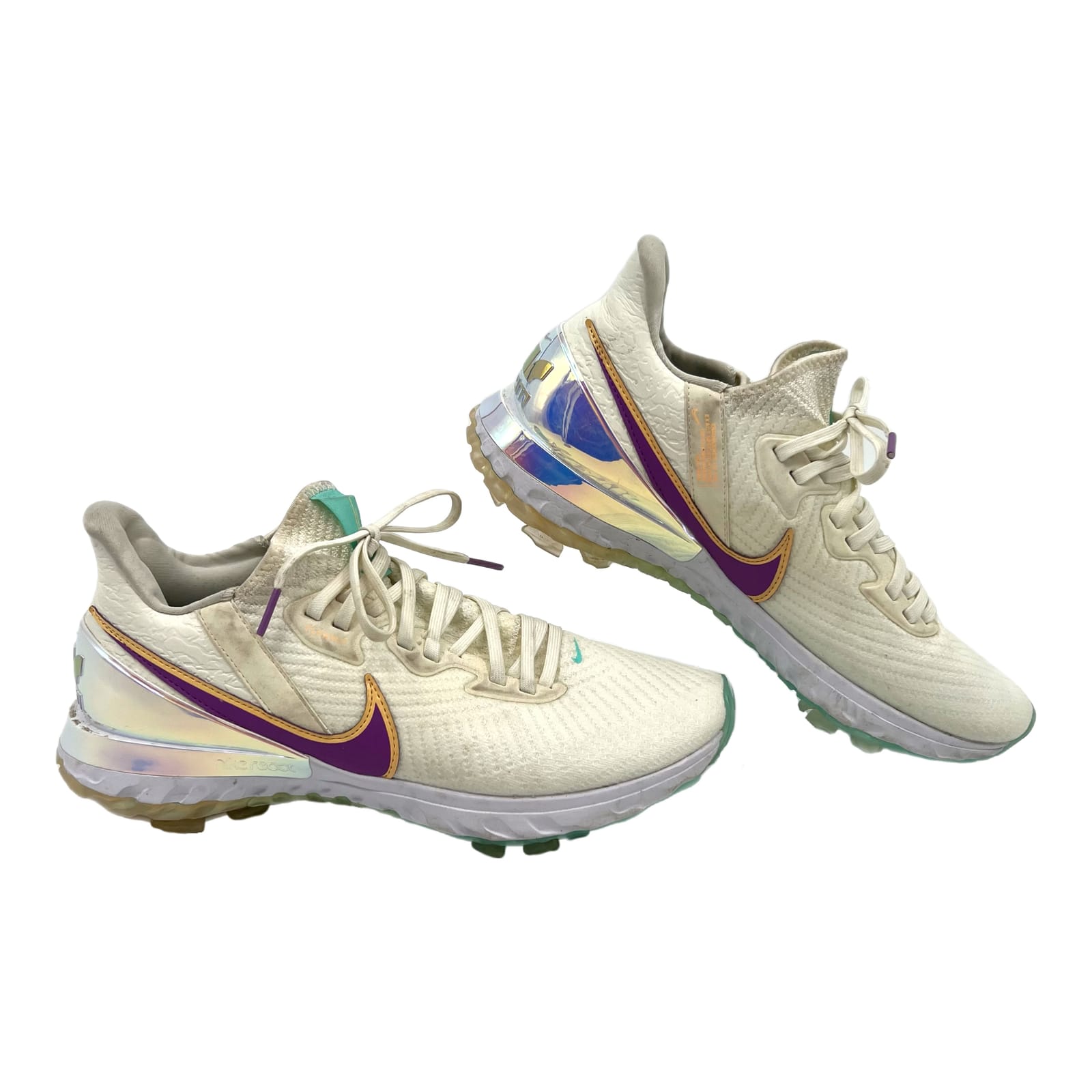 Nike White Purple Holo Accent Air Zoom Golf Sneakers