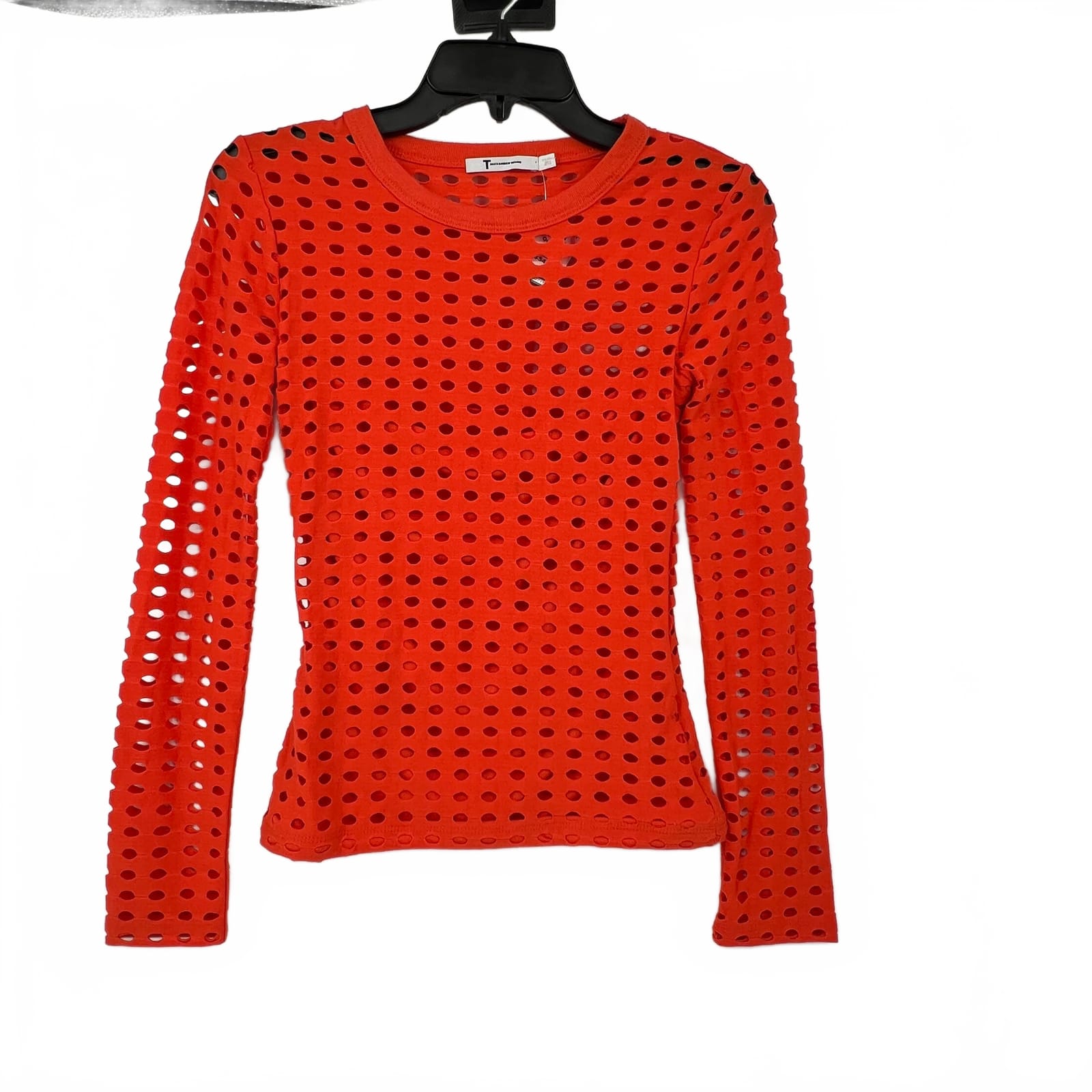 Alexander Wang Orange Cut Out Long Sleeve Blouse